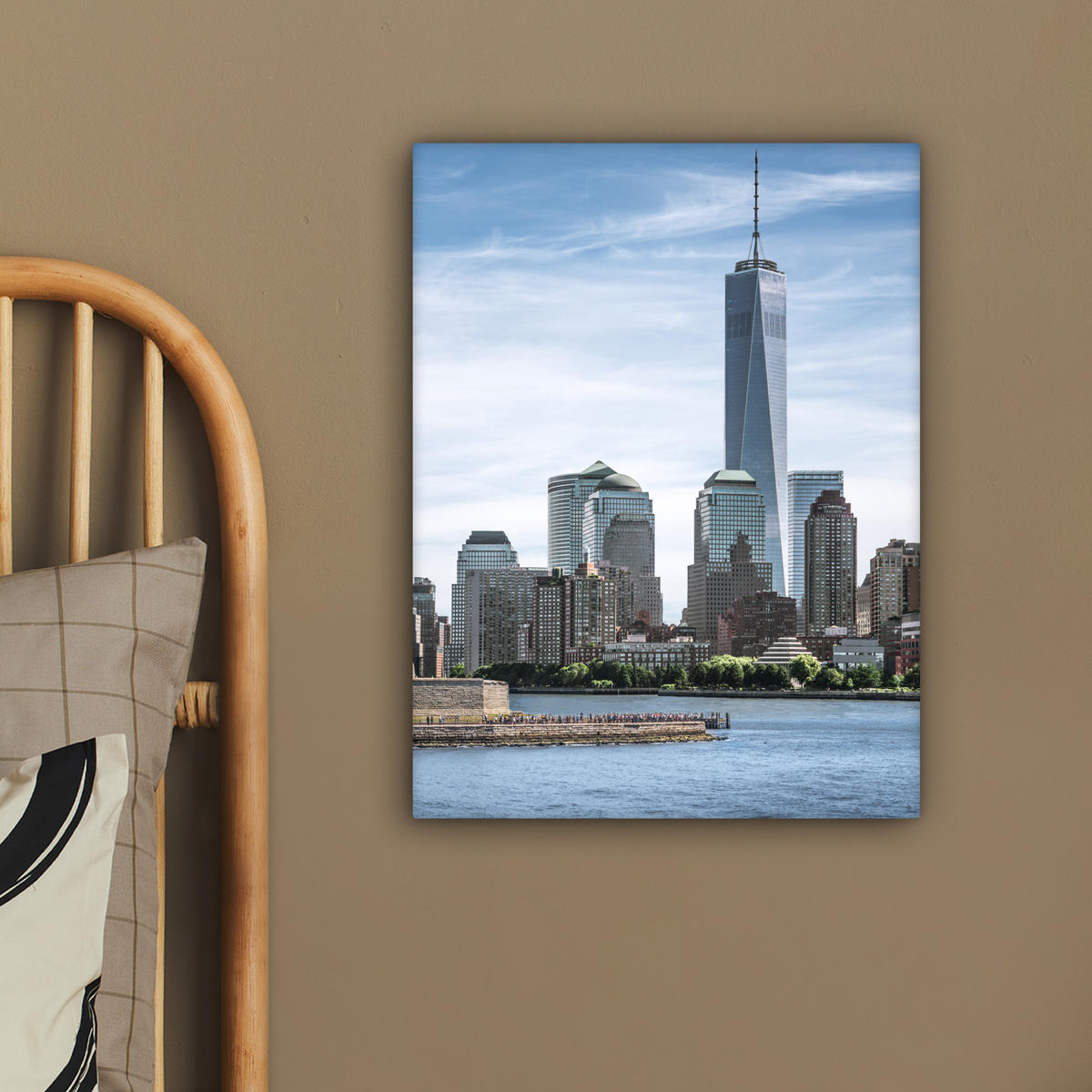 LEINWANDBILD New York - Freiheitsstatue - Wasser 30x40 cm - Hellblau, Textil (30/40cm) - MuchoWow