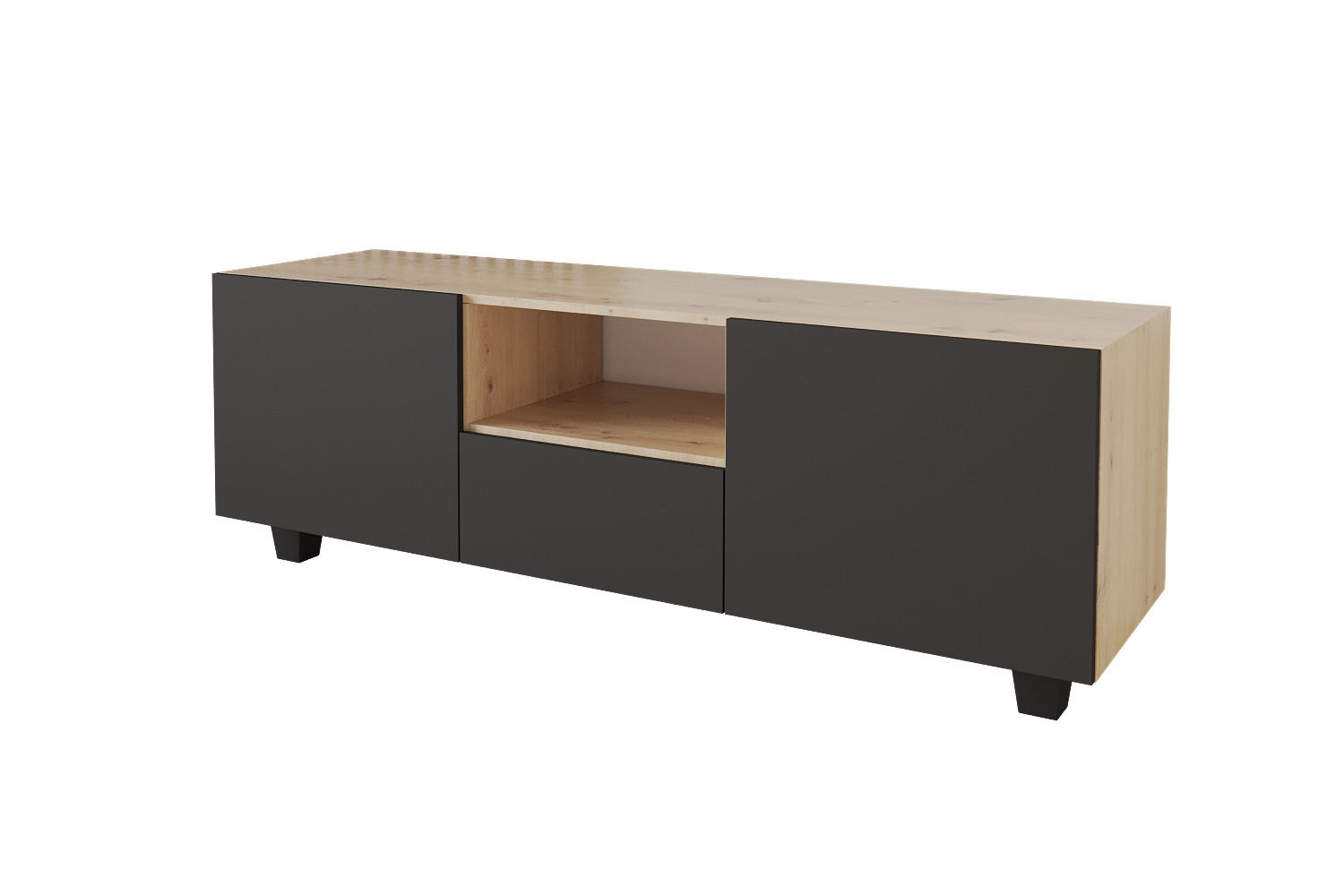 LOWBOARD ELIO-S 140x50x41 cm - Artisan / Schwarz - Schwarz/Eiche Artisan, Holzwerkstoff (140/50/41cm) - ALTDECOR