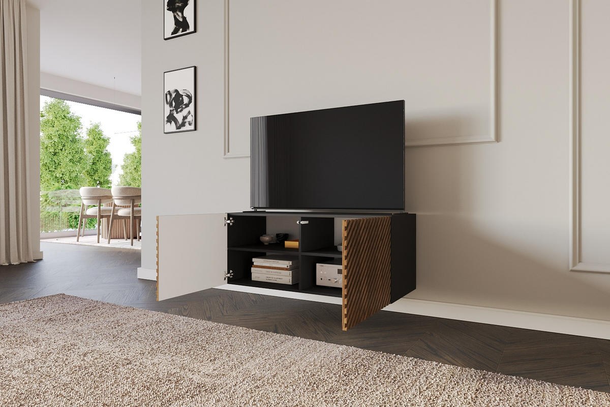 LOWBOARD ZENO-W 100x40x41 cm - Schwarz / Katania - Eiche Wotan, Holzwerkstoff (100/40/41cm) - ALTDECOR