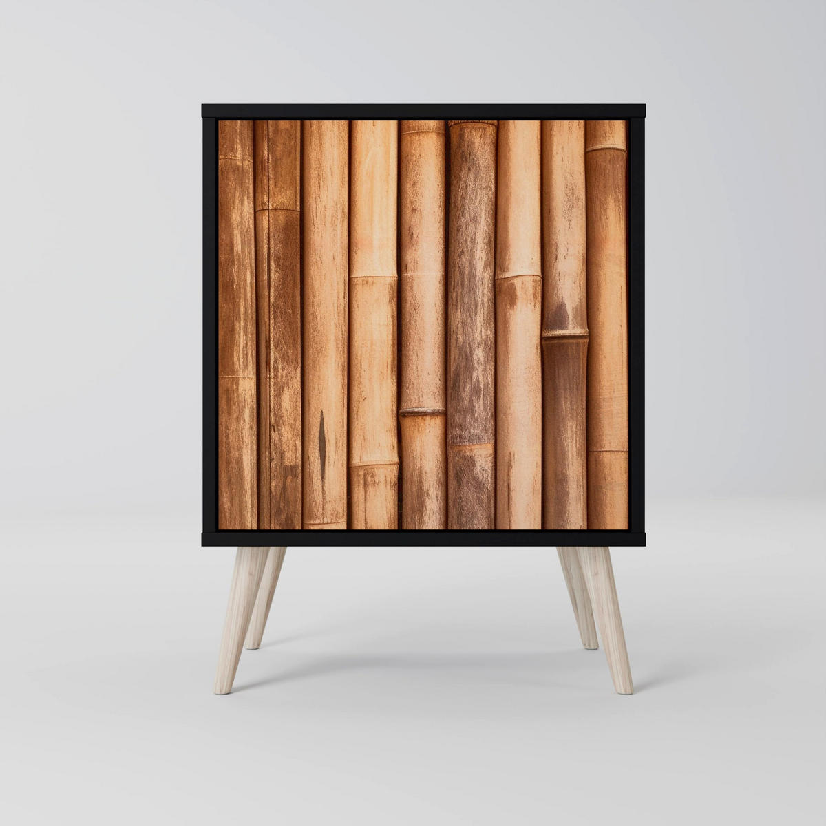 SIDEBOARD NATURAL WOOD, Schwarz, 57,5x42x67,5 cm, Schwarze Metall-Rahmenfüße - Multicolor/Schwarz, Holzwerkstoff/Metall (57.5/67.5/42cm) - SpaceRebels