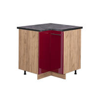 ECKUNTERSCHRANK Fame-Line Bordeaux Hochglanz 80.5 cm, AP Anthrazit - Honigeiche/Bordeaux, Holzwerkstoff (80.5/82/60cm) - Vicco