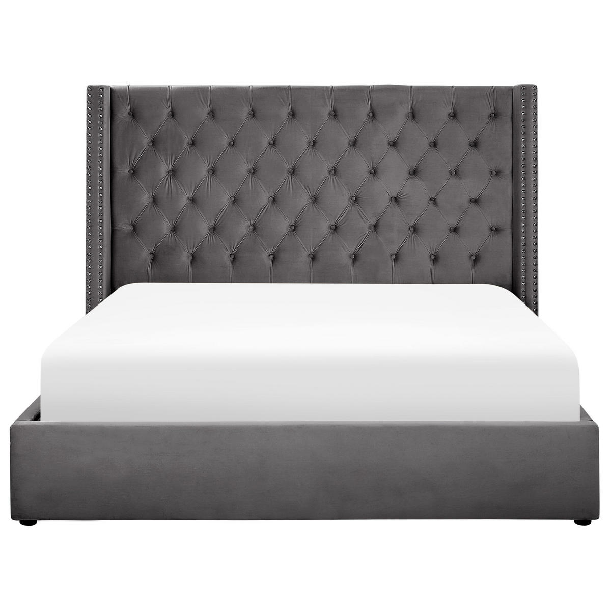 POLSTERBETT 180/200 cm Grau Lubbon - Grau, Textil (180/200cm) - Beliani