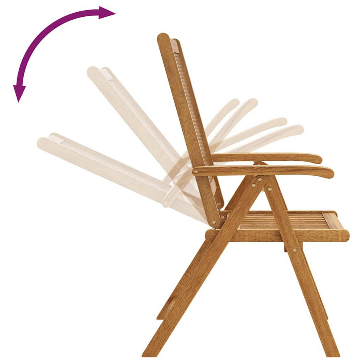 GARTENSTÜHLE 2er Set Klappbar Akazie Massivholz Braun - Naturfarben, Holz (69/111/57cm) - vidaXL