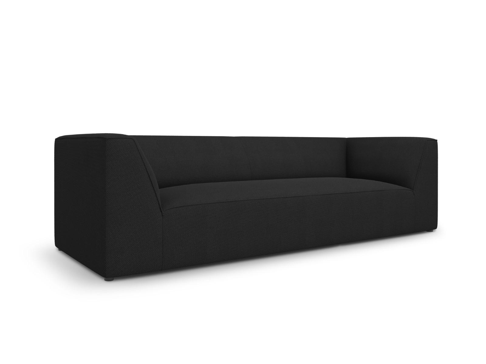 SOFA Ruby aus strukturiertem Stoff schwarz 3 Sitzplätze - Schwarz, Textil (93/69/232cm) - Micadoni