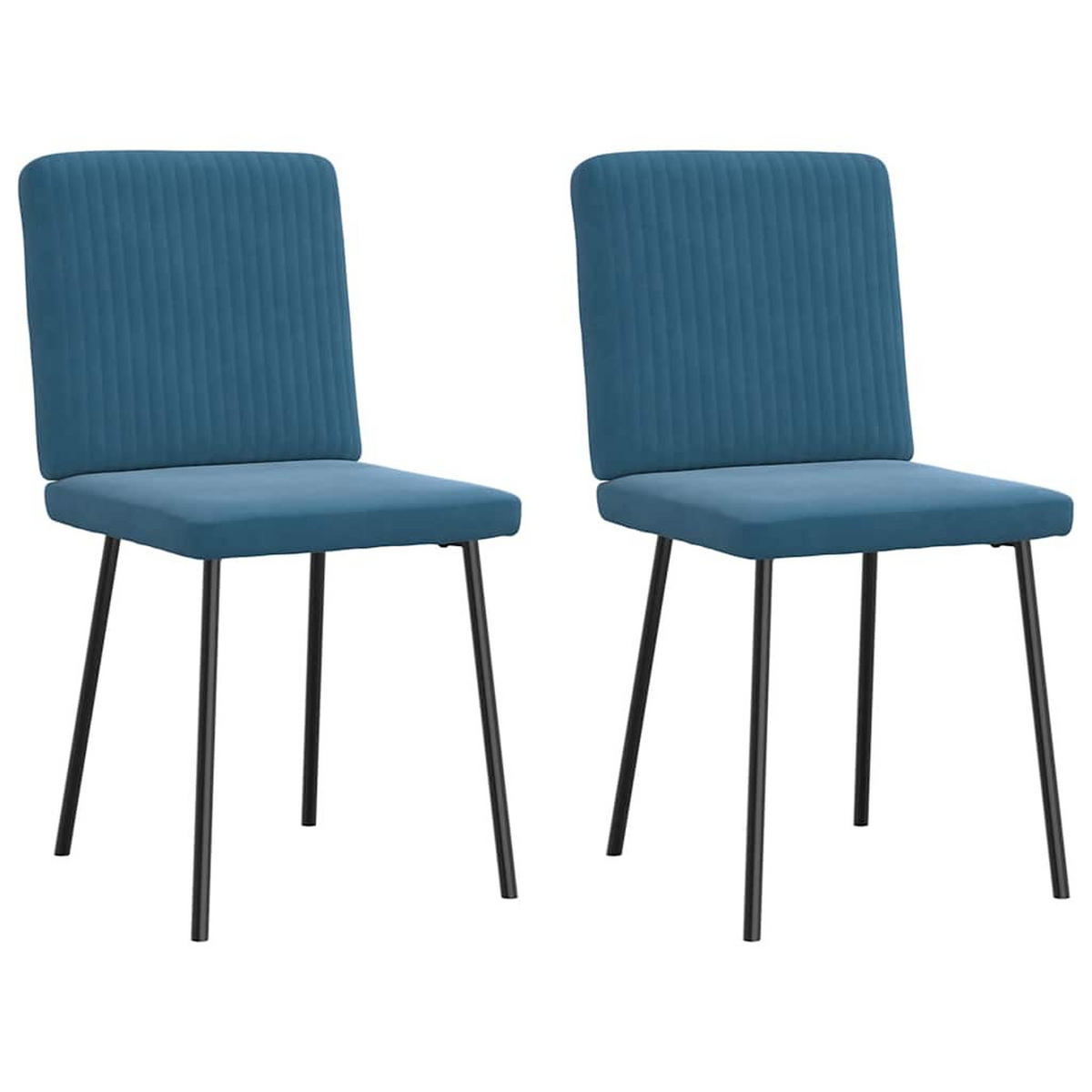 ESSZIMMERSTÜHLE 2 Stk. Blau Samt 45*54*83cm - Blau, Metall (45/83/54cm) - ZMH