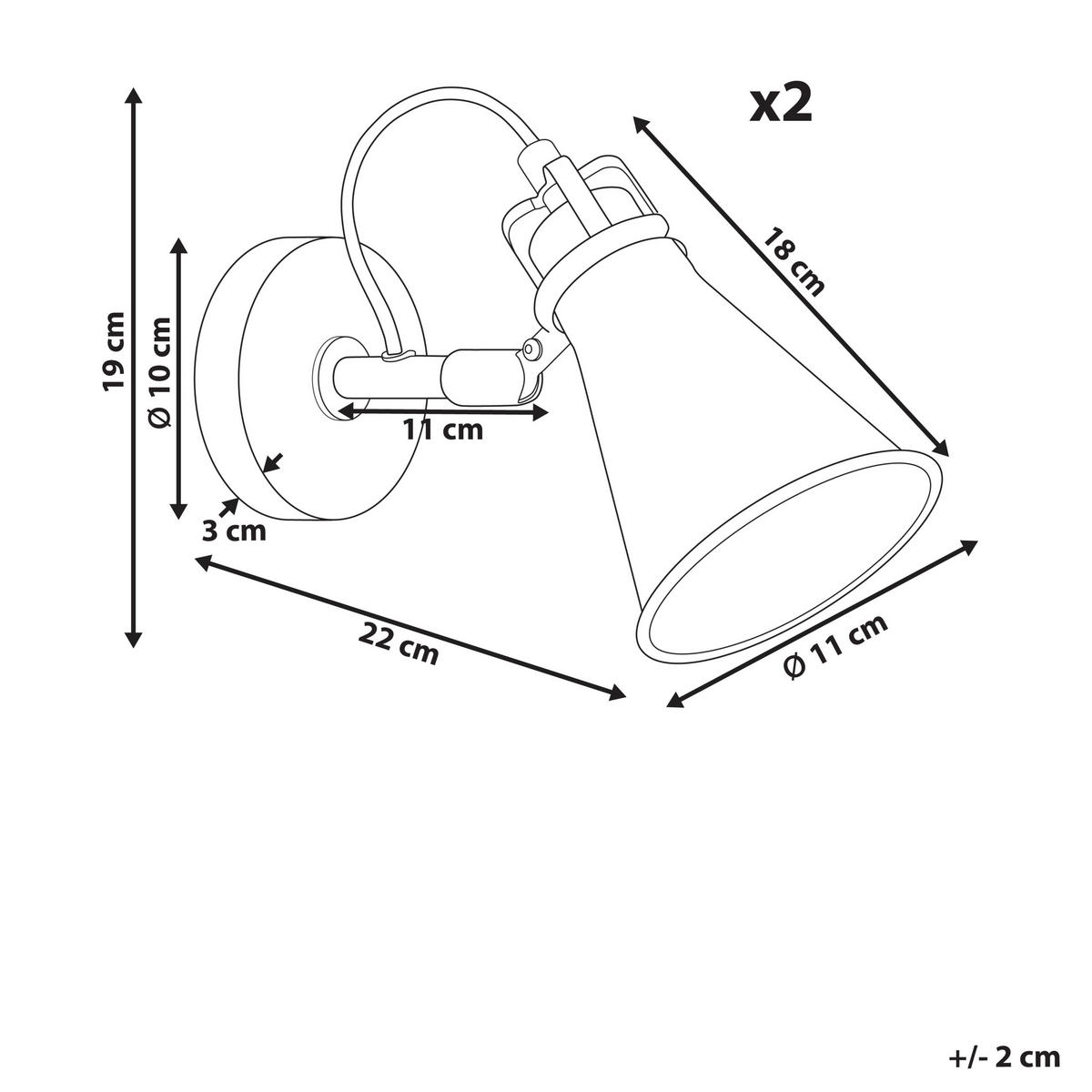 WANDLAMPE 2er Set Beige/Gold Moyola - Beige/Goldfarben, Metall (11/19/22cm) - Beliani