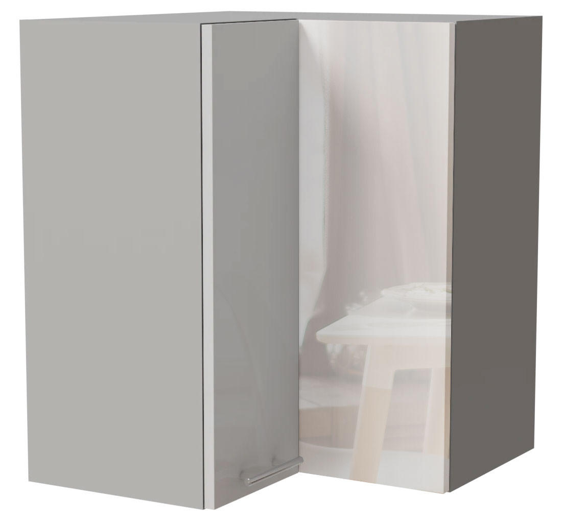 Feldmann-Wohnen Eckhängeschrank Weiß Hochglanz, Grau 60x72x60 cm