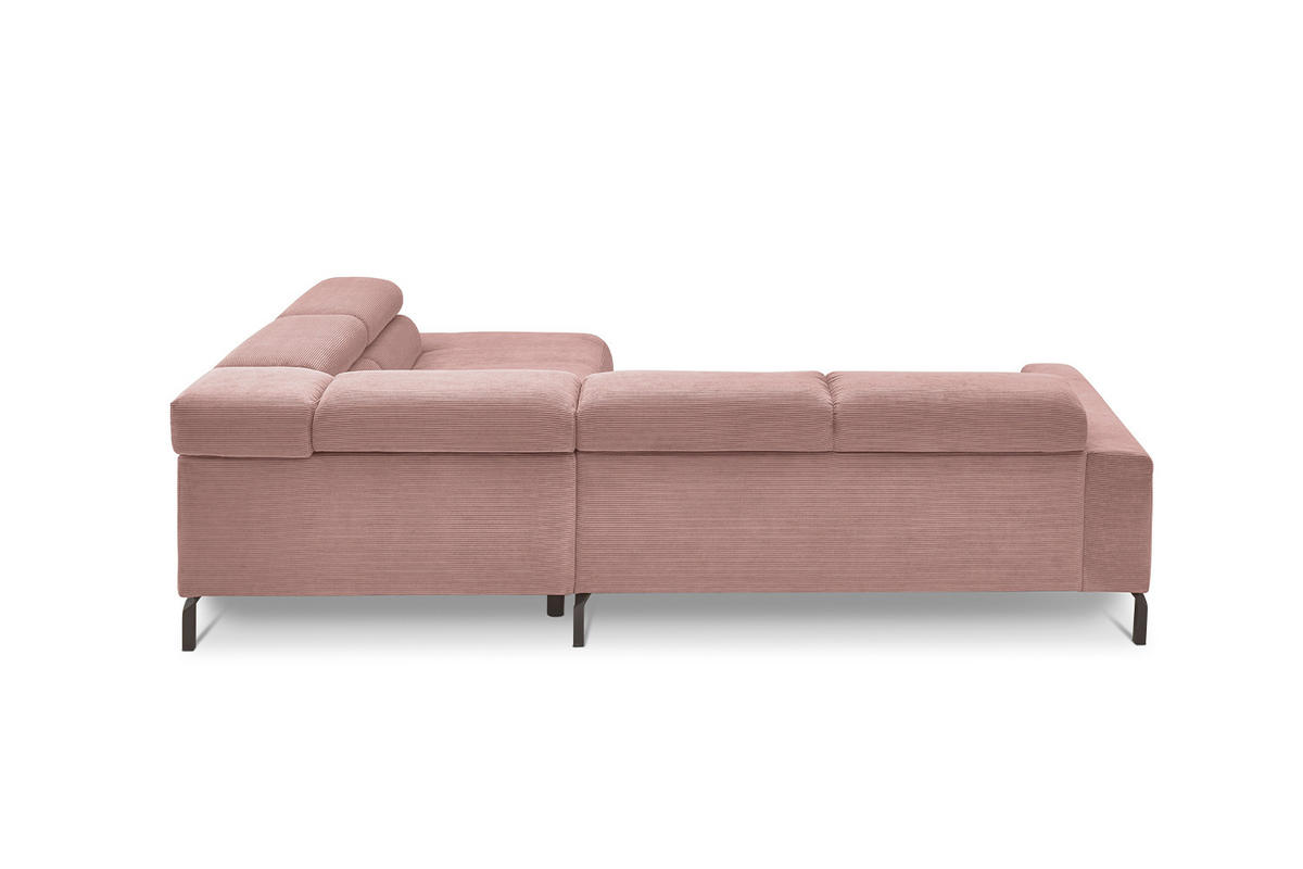 ECKSOFA DELIA Pink Cord - Pink/Schwarz, Textil/Metall (276/219cm) - KAWOLA