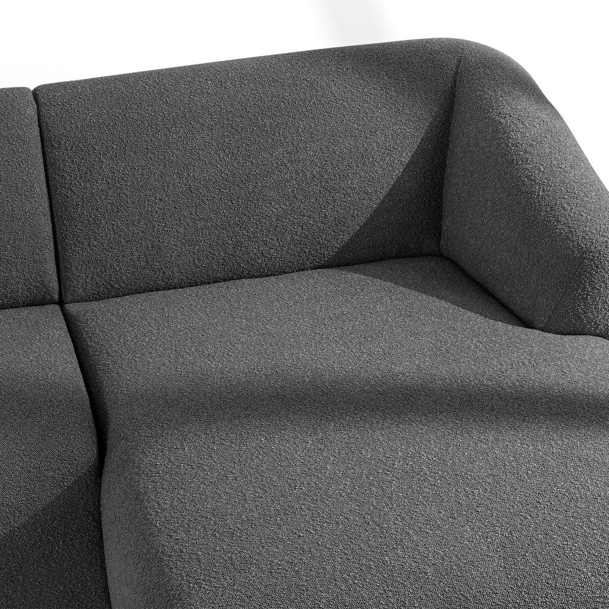 ECKSOFA RECHTS VIRA, Dunkelgrau, Bouclé - Dunkelgrau/Schwarz, Holz/Holzwerkstoff (300/160cm) - KONSIMO®