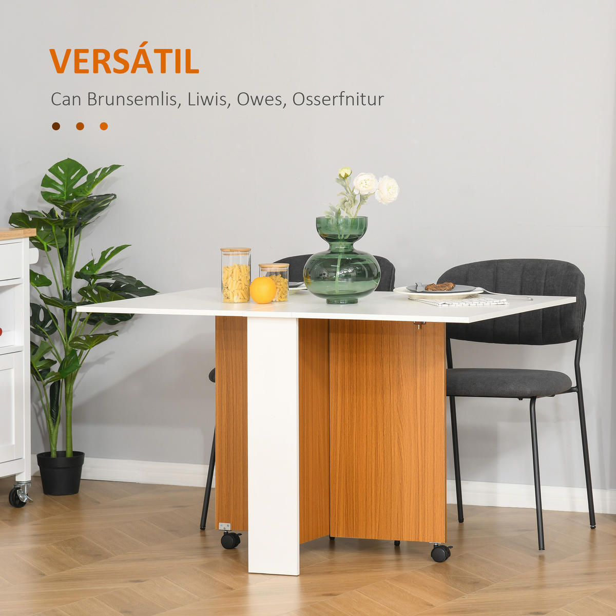ESSTISCH Weiß und Holz 1 Stück - Weiß, Metall (120/80/73cm) - GiPP