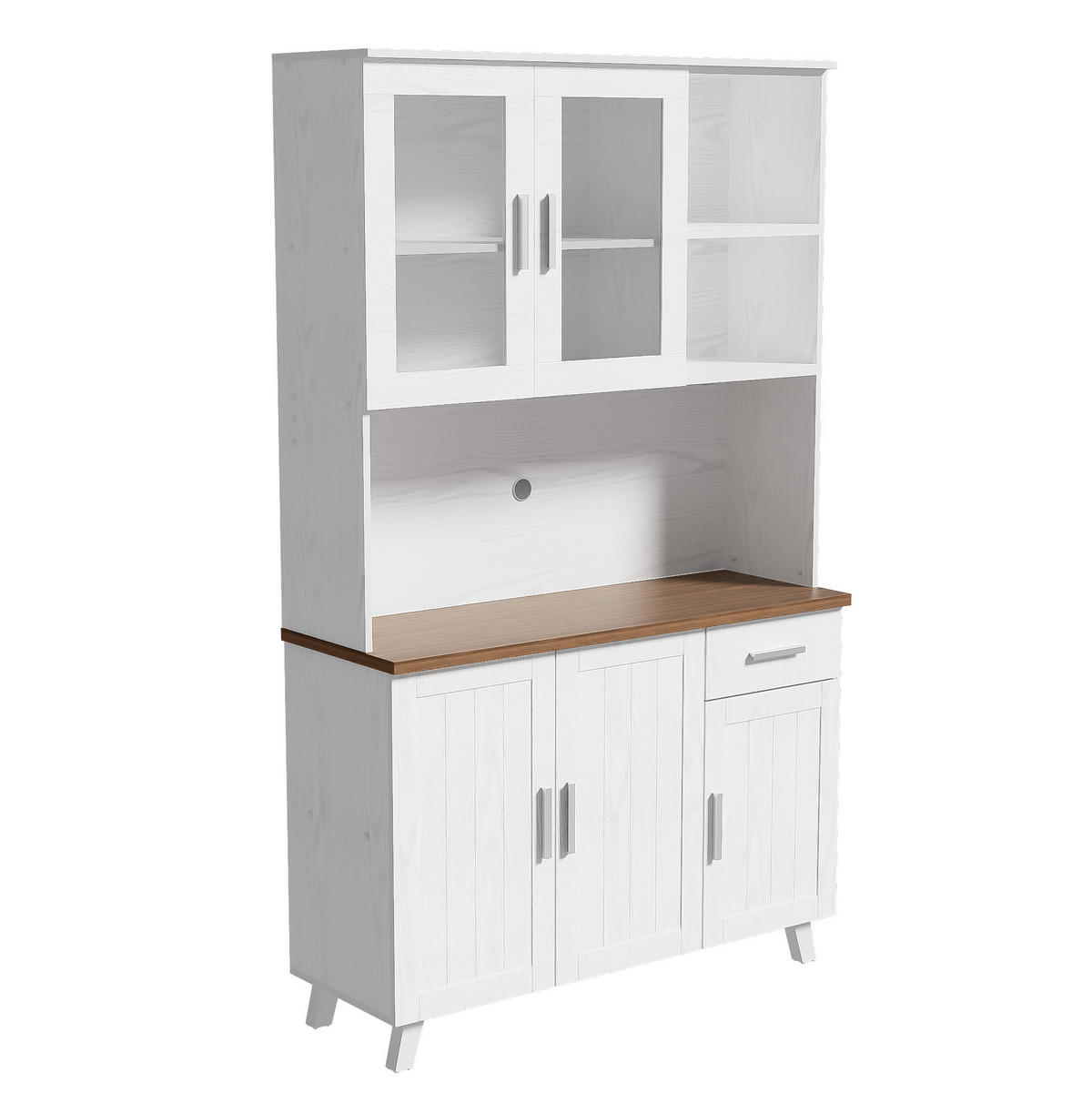 HOCHSCHRANK mit 5 Türen 114 x 40 x 190 cm Weiß/Braun - Weiß, Holzwerkstoff (40/190/114cm) - Meubliv