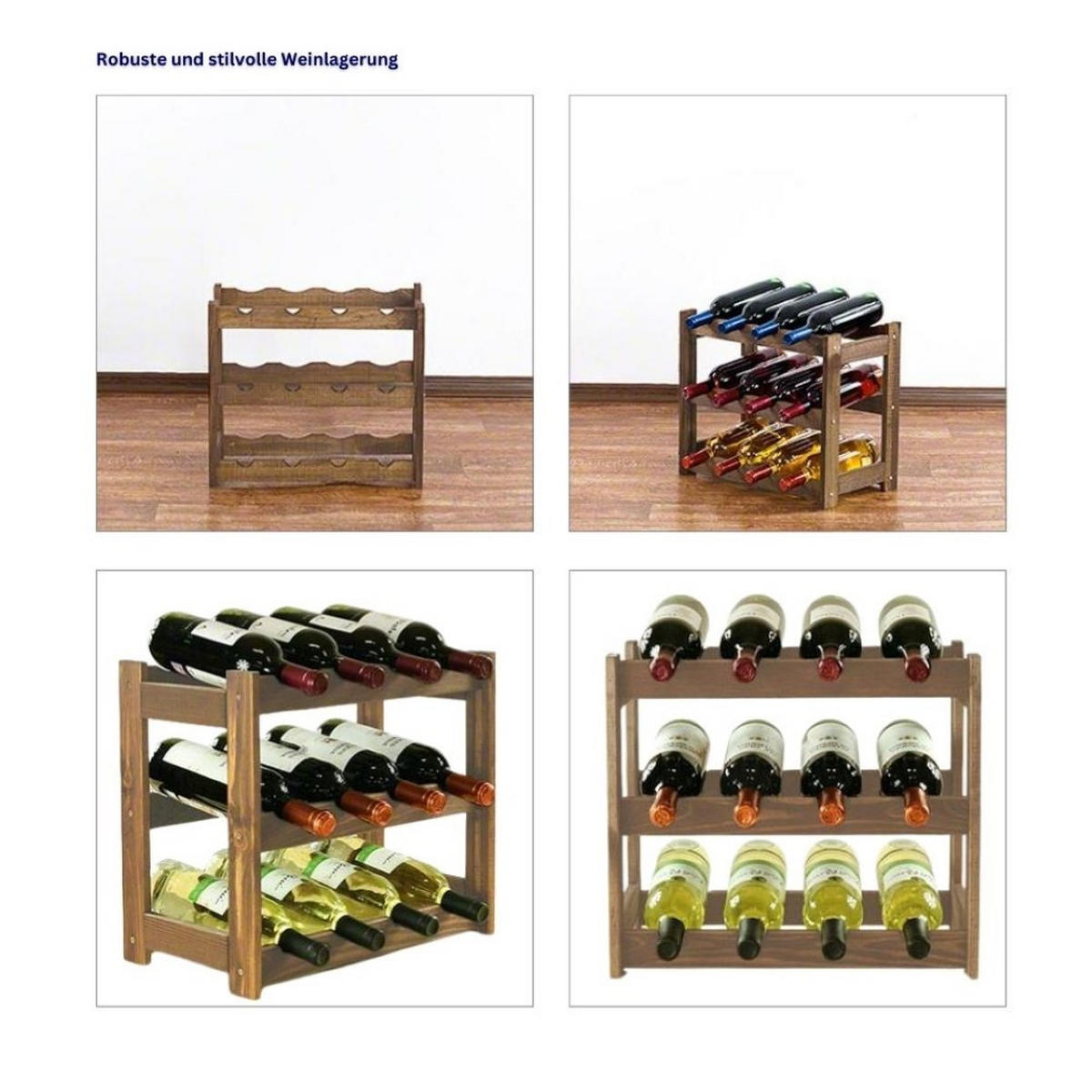 WEINREGAL Pinotwine 38x43x25 cm 12 Flaschen Massives Kiefernholz Braun Geölt - Braun, Holz (43/38/25cm) - PROREGAL