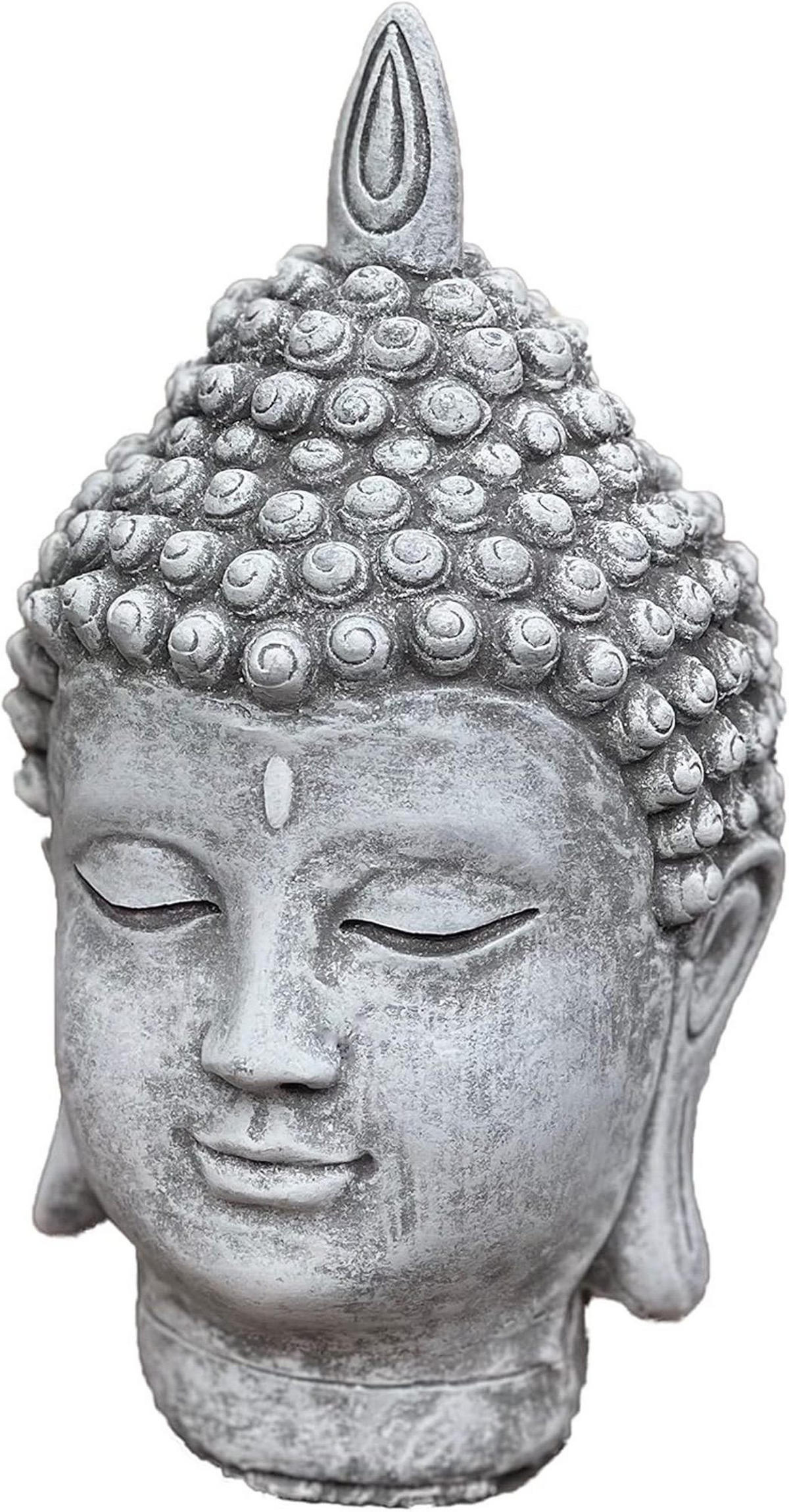 STEINFIGUR Shiva Kopf mittel frostfest Steinguss - Grau, Stein (12/24/14cm) - stoneandstyle