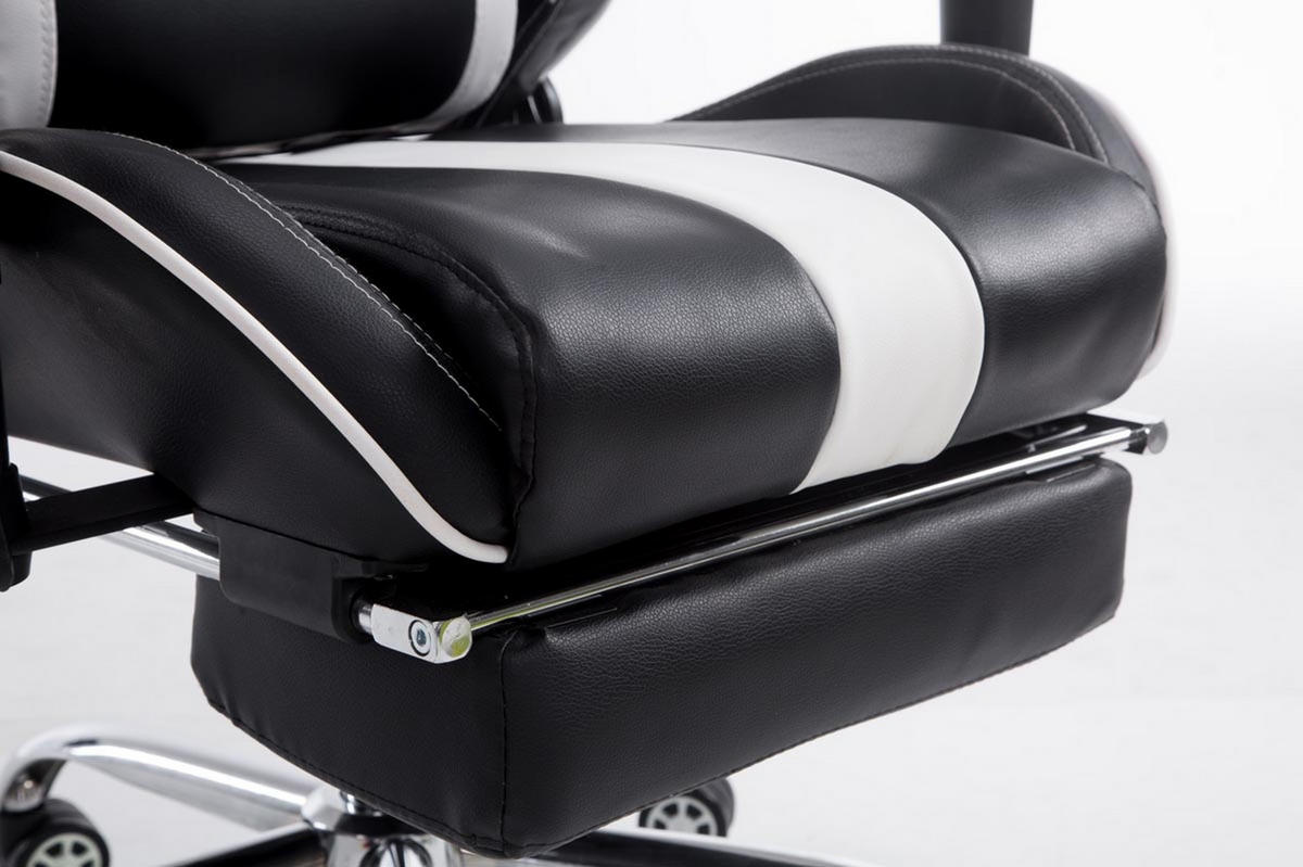 GAMINGSTUHL Limitless-2, Kunstleder mit Fußablage Schwarz/Weiß - Weiß, Textil/Metall (70/135/58cm) - TPFLiving