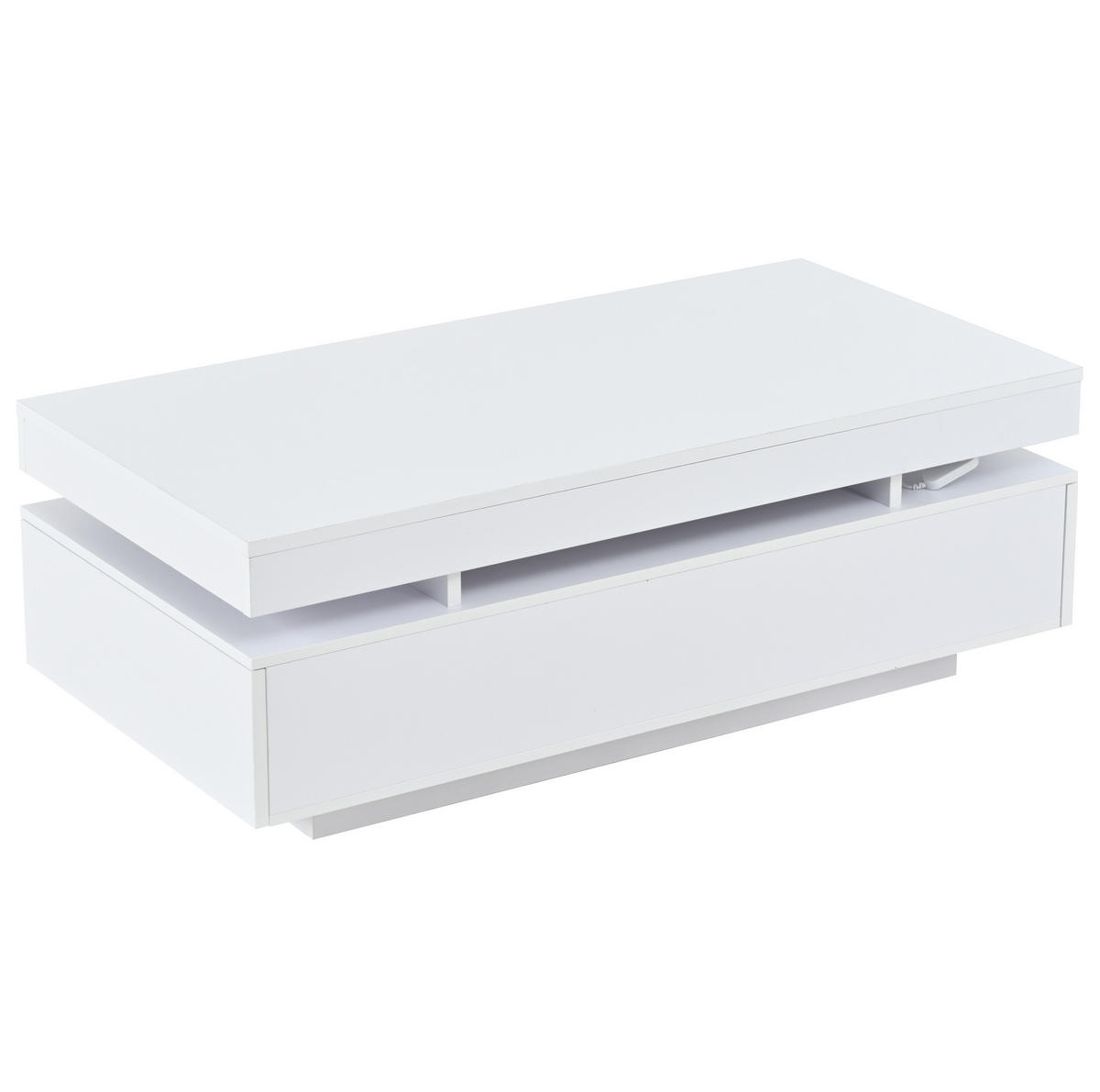 COUCHTISCH 100/50/35 cm mit 2 Schubladen, LED-Beleuchtung und Hochglanz-Oberfläche, Weiß - Weiß, Holzwerkstoff (100/50/35cm) - Redom