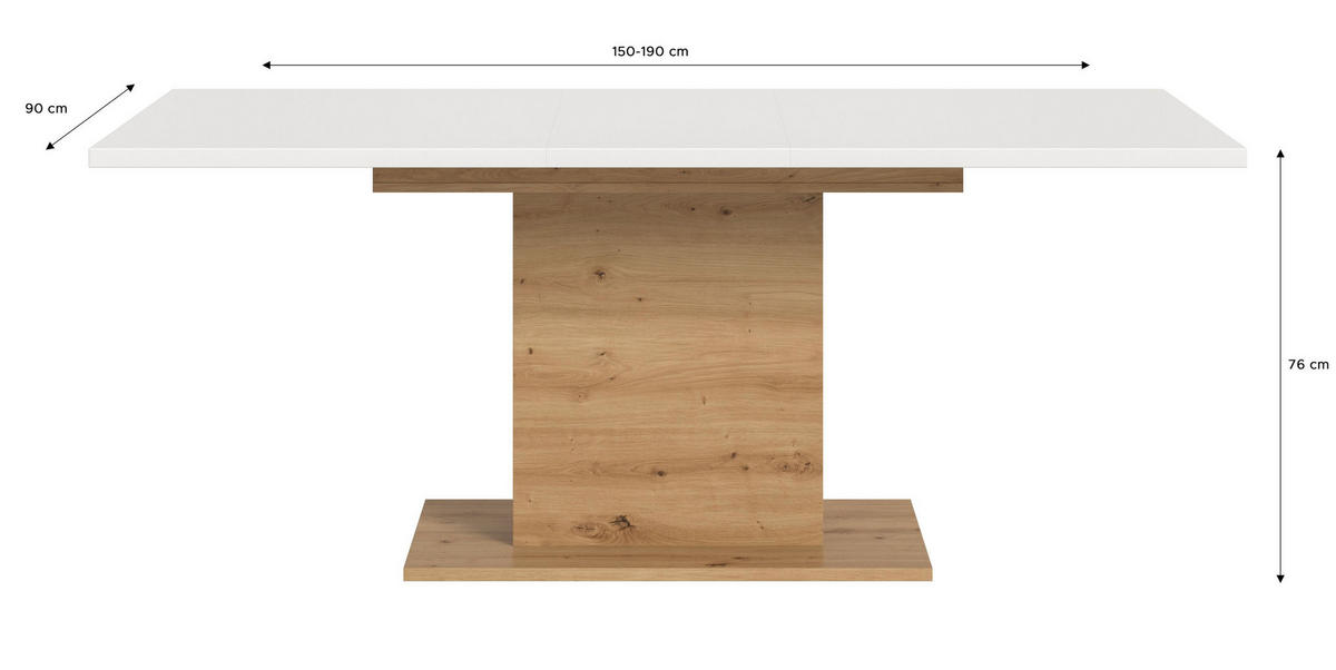 ESSTISCH MOTION (B/H/T: ca. 150/76/90 cm) in Artisan Oak Nachbildung/weiß - Eiche Artisan, Holzwerkstoff (90/150/76cm)