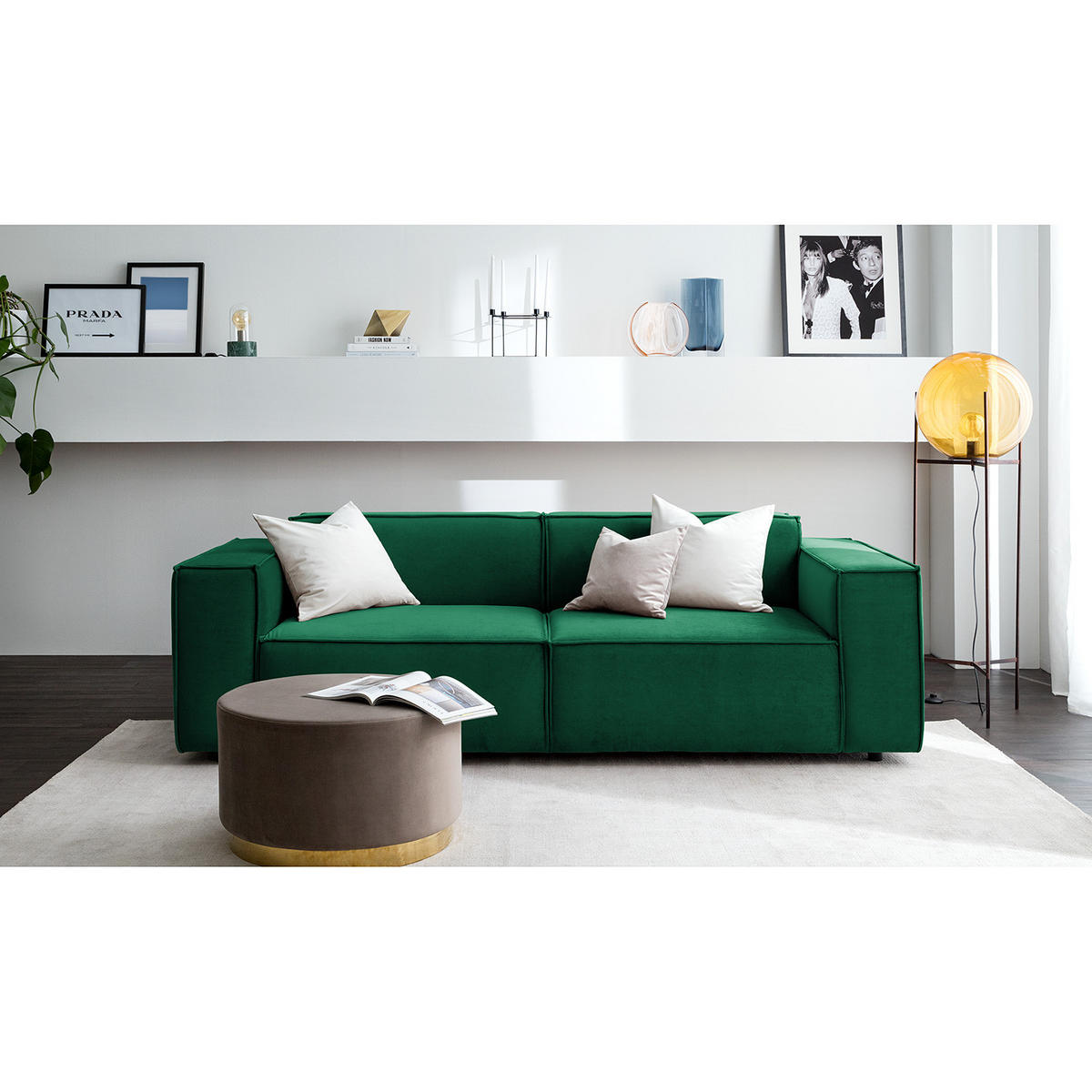 2,5-SITZER SOFA - Dunkelgrün, Textil (223/70/96cm) - home24