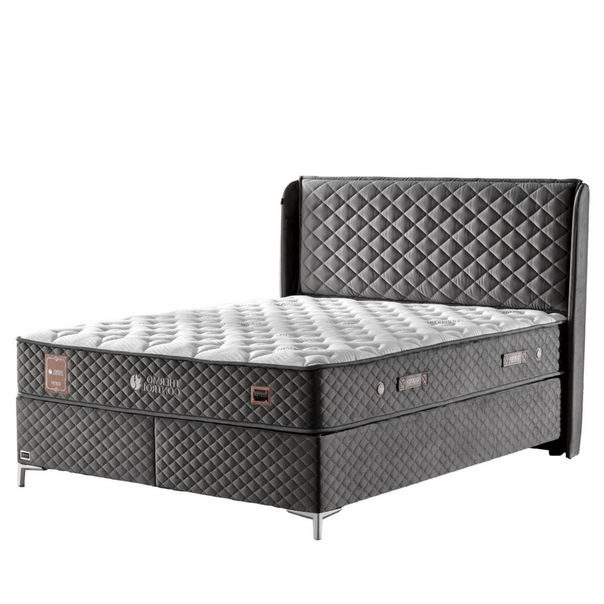 BOXSPRINGBETT Bambi Bett mit Matratze Thermo Control Anthrazit 180x200 - Anthrazit, Holz/Metall (180/200cm) - Bambi
