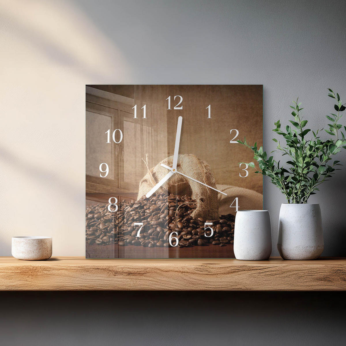WANDUHR 30x30 cm - Kaffee - Braun, Glas (30/30/0.4cm) - TULUP