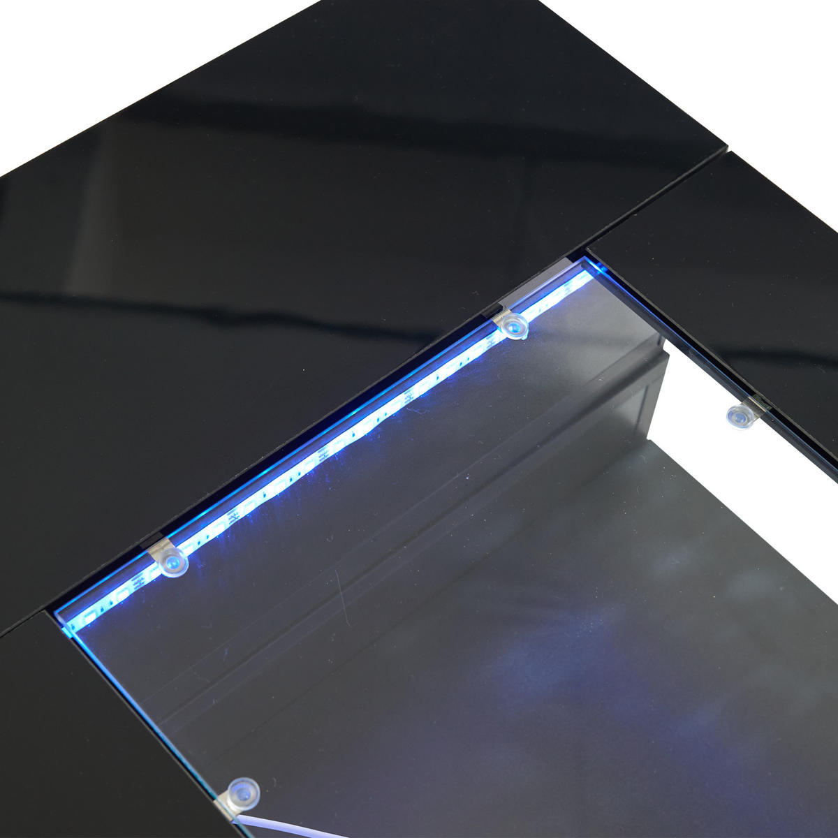 COUCHTISCH Schwarz 100/50/35 cm mit LED-Beleuchtung und Glasplatte - Schwarz, Holzwerkstoff (50/100/35cm) - PANGIVO