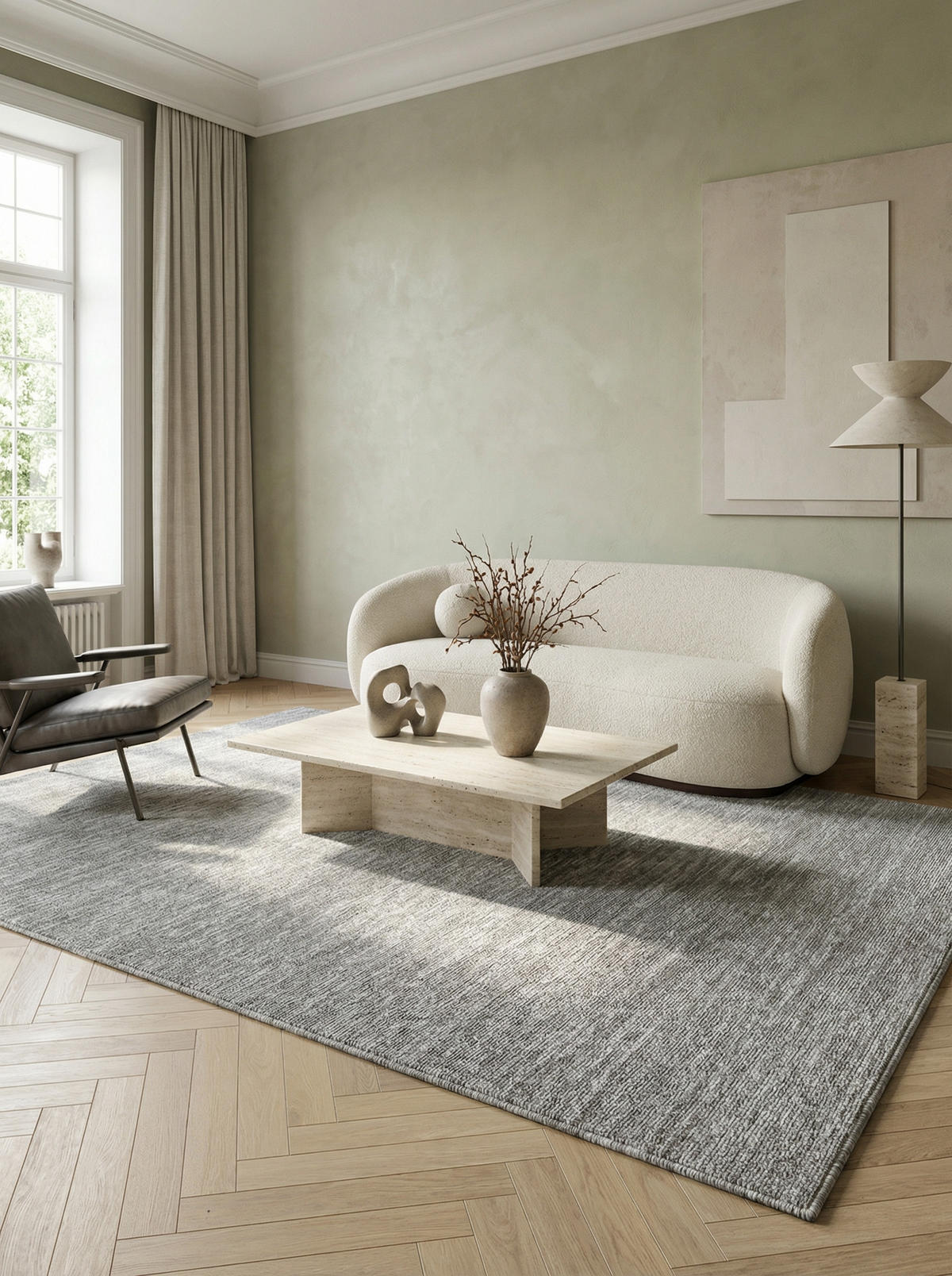 KURZFLORTEPPICH AMMER, einfarbig, Hellgrau, 160 x 230 cm - Grau, Textil (230/160cm) - KADIMA DESIGN