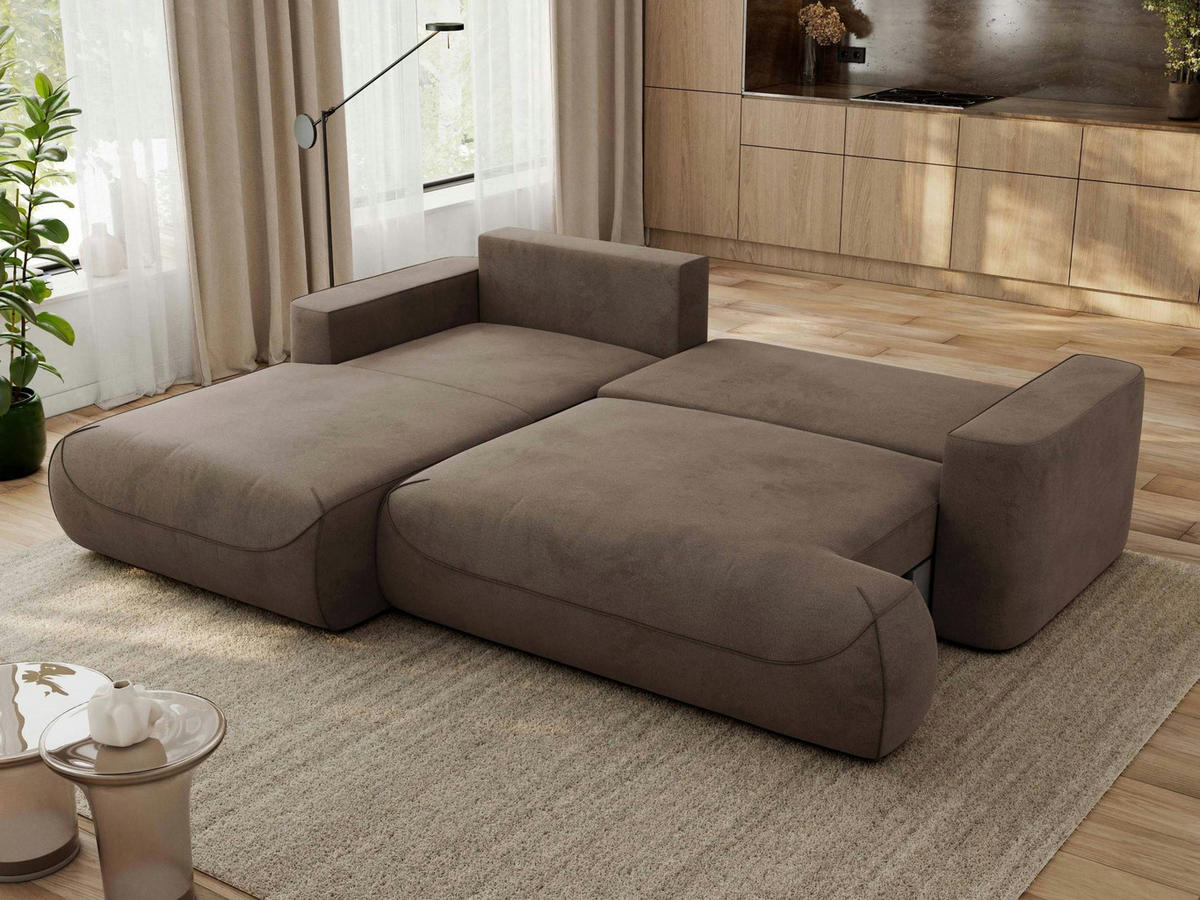 ECKSOFA OVO L Braun Velvet - Links Seite - Schwarz/Braun, Kunststoff/Textil (271/195cm) - MKS