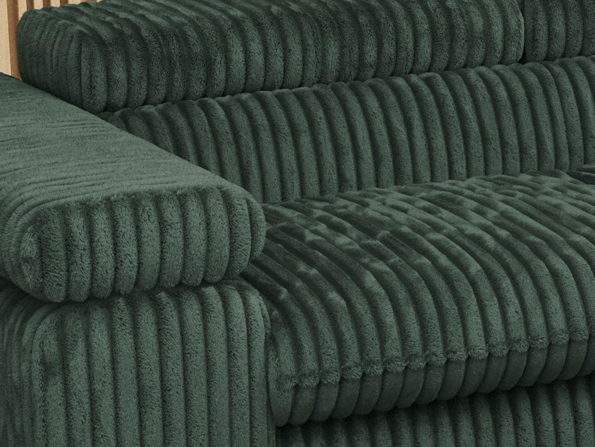 ECKSOFA PETER L Grün Cord - Rechts Seite - Schwarz/Grün, Textil/Metall (273/208cm) - MKS