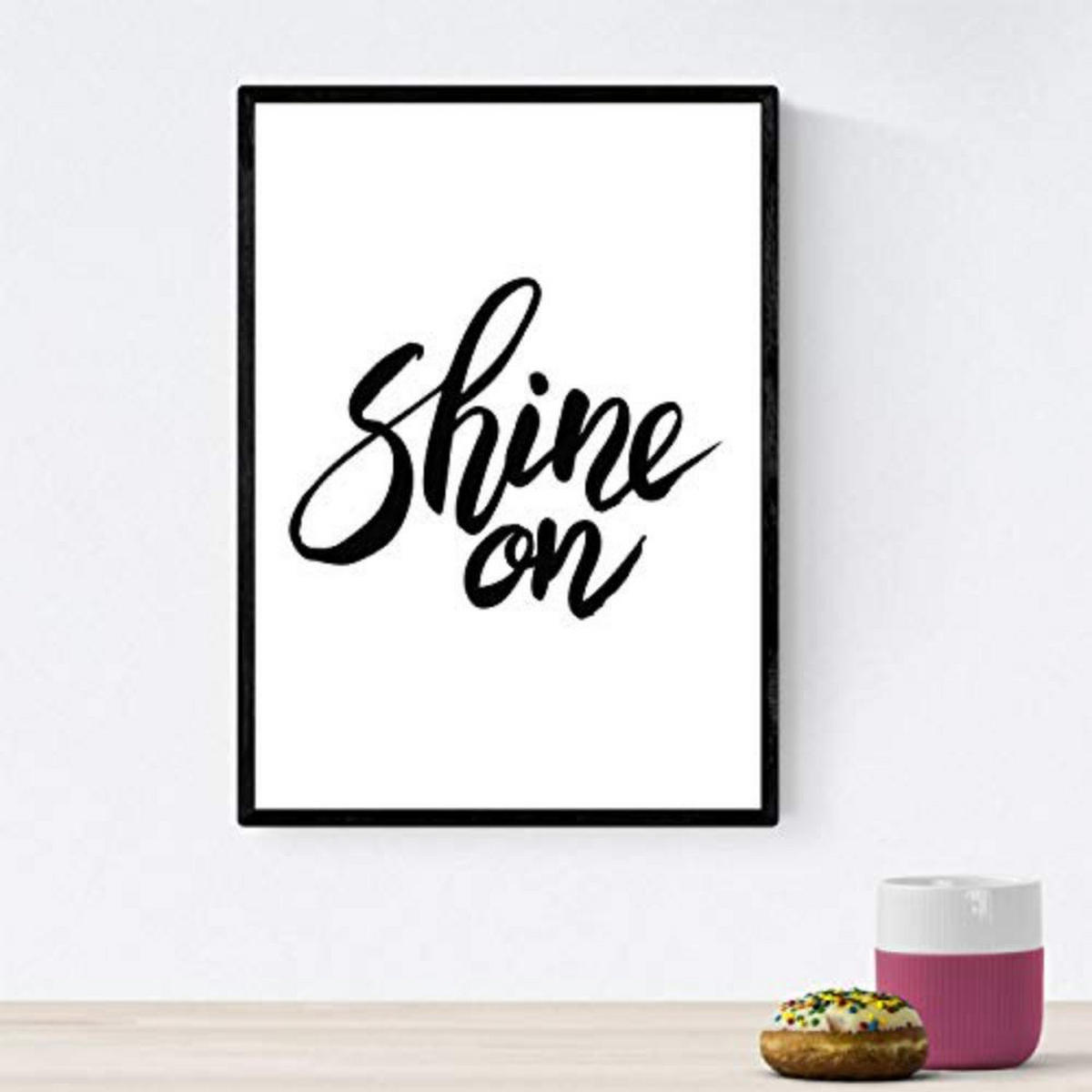 POSTER Set mit 4 glücklich und bunt ‚Magic‘ A3 Schwarzer Rahmen - Schwarz, Papier (29.7/3cm) - Nacnic