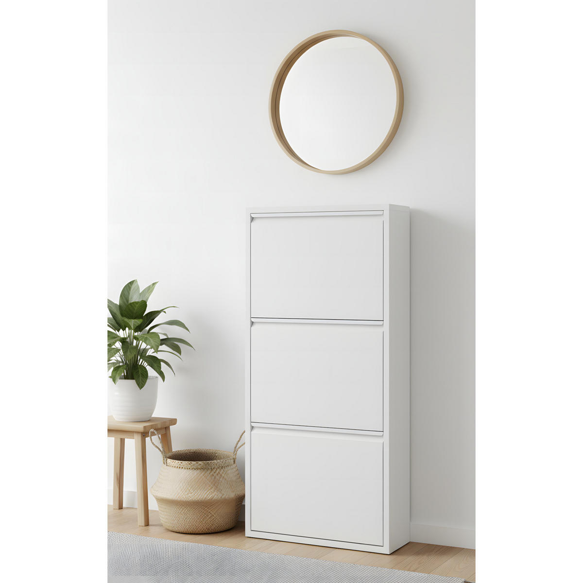 SKOSKÅP Pisa 50 x 16 x 106 cm – vit - Vit, Träbaserade material/Metall (50/106/16cm) - ebuy24