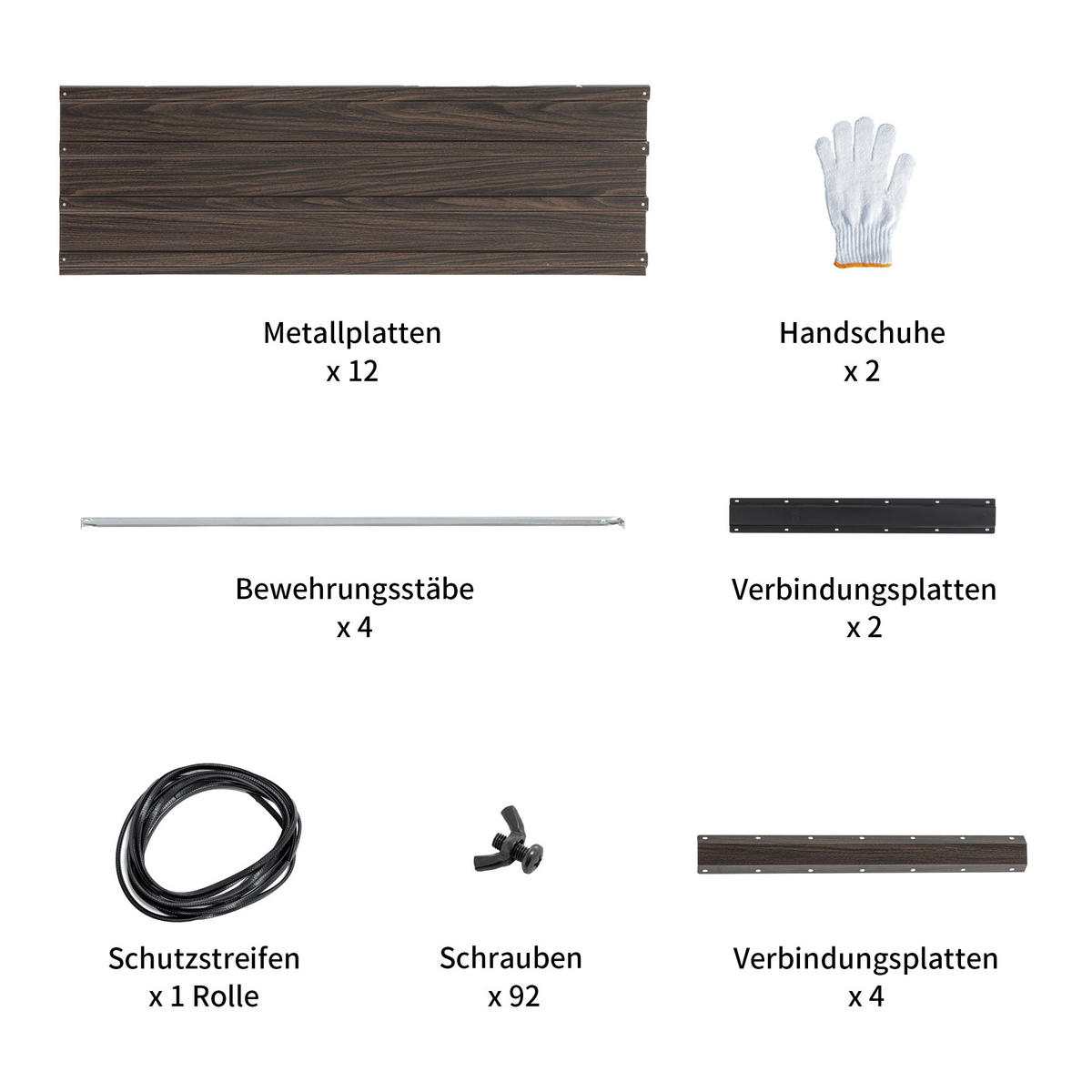 HOCHBEET 219/112/64 cm Holzmaserung mit Offene Basis - Naturfarben, Metall (112/64/219cm) - Oxeza