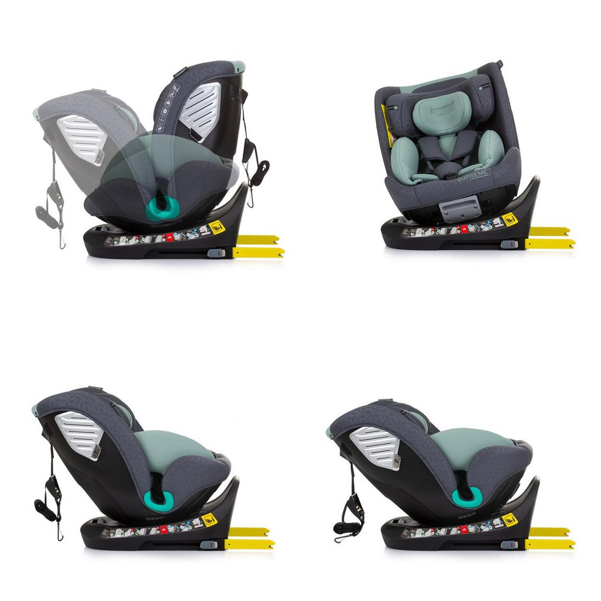KINDERSITZ i-Size Supreme grün (40-150 cm) verstellbar 360° drehbar Isofix - Grün, Kunststoff (44/75/45cm) - Chipolino