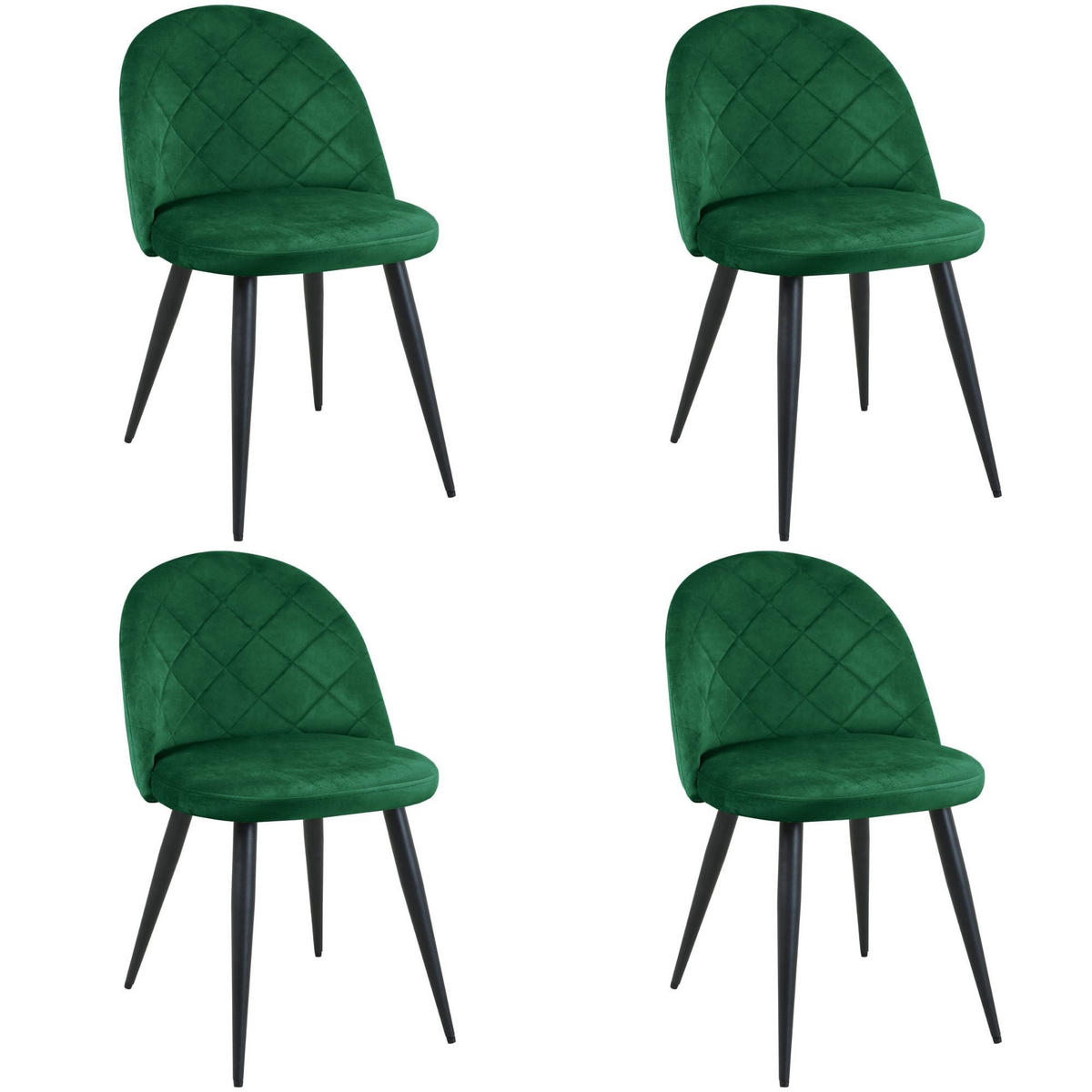 POLSTERSTUHL 4er Set, Metallbeine Grün 50/77/46 - Grün, Textil (50/77/46cm) - RAUMHIRSCH FURNITURE