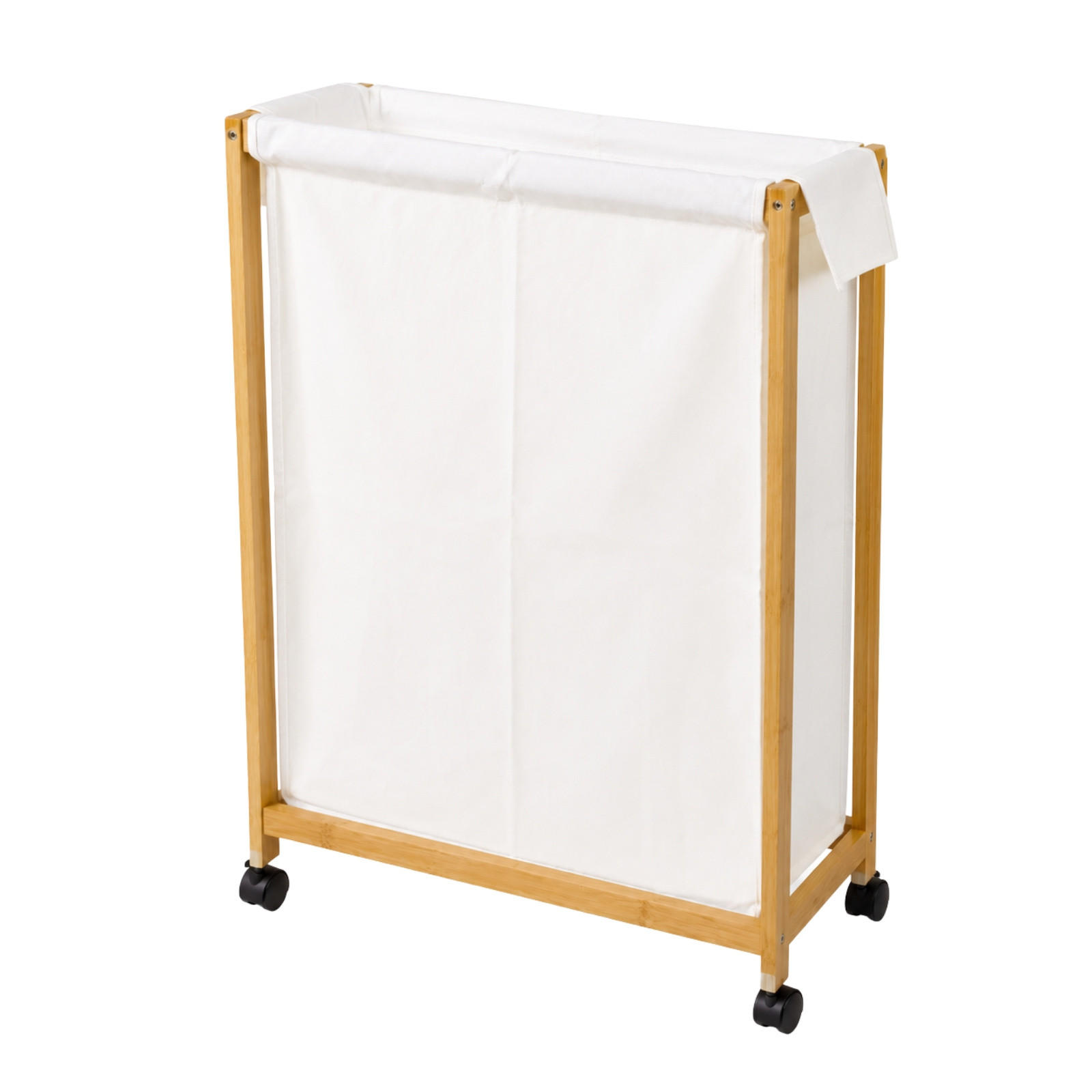 WÄSCHEKORB aus Bambus mit Rollen 55/28/80 cm - Beige, Naturmaterialien (28/80/55cm) - NUXIO