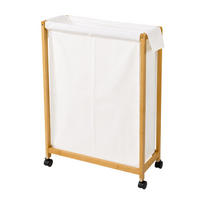 WÄSCHEKORB aus Bambus mit Rollen 55/28/80 cm - Beige, Naturmaterialien (28/80/55cm) - NUXIO