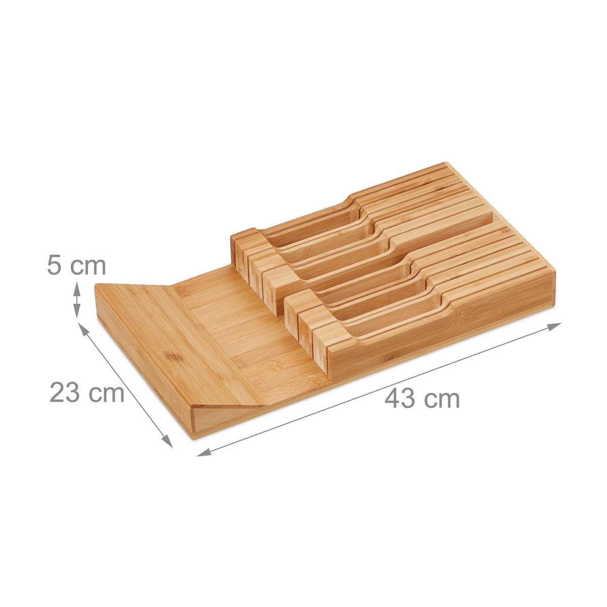 MESSERHALTER Schublade - Hellbraun, Holz (43/5/23cm) - Relaxdays