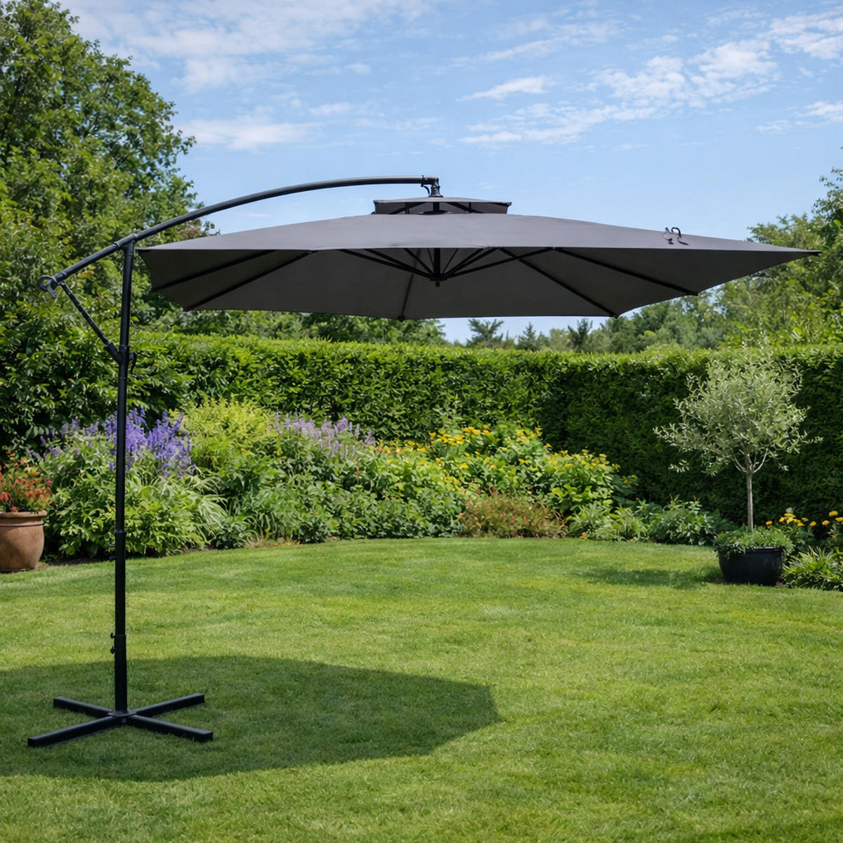 SONNENSCHIRM capri grau quadratisch 3 x 3 cm deportiert - Grau, Metall (300/300cm) - Concept Usine