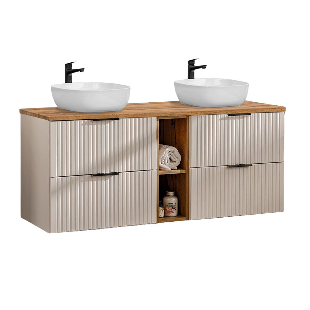 Lomado Doppelwaschtisch Beige 141x74x47 cm