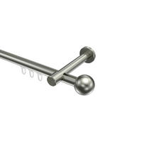 INNENLAUF-GARDINENSTANGEN-SET Prestige Luino 180 cm, 1-läufig, 20 mm Ø Edelstahl-Optik - Edelstahlfarben, Metall (180cm) - INTERDECO