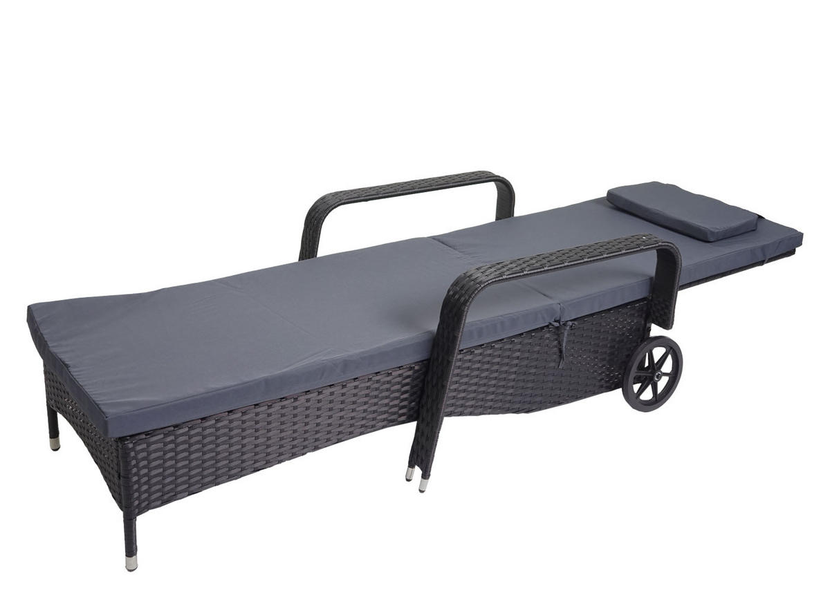 POLY-RATTAN SONNENLIEGE Anthrazit, Grau - Anthrazit/Grau, Kunststoff (71/108/197cm) - MCW