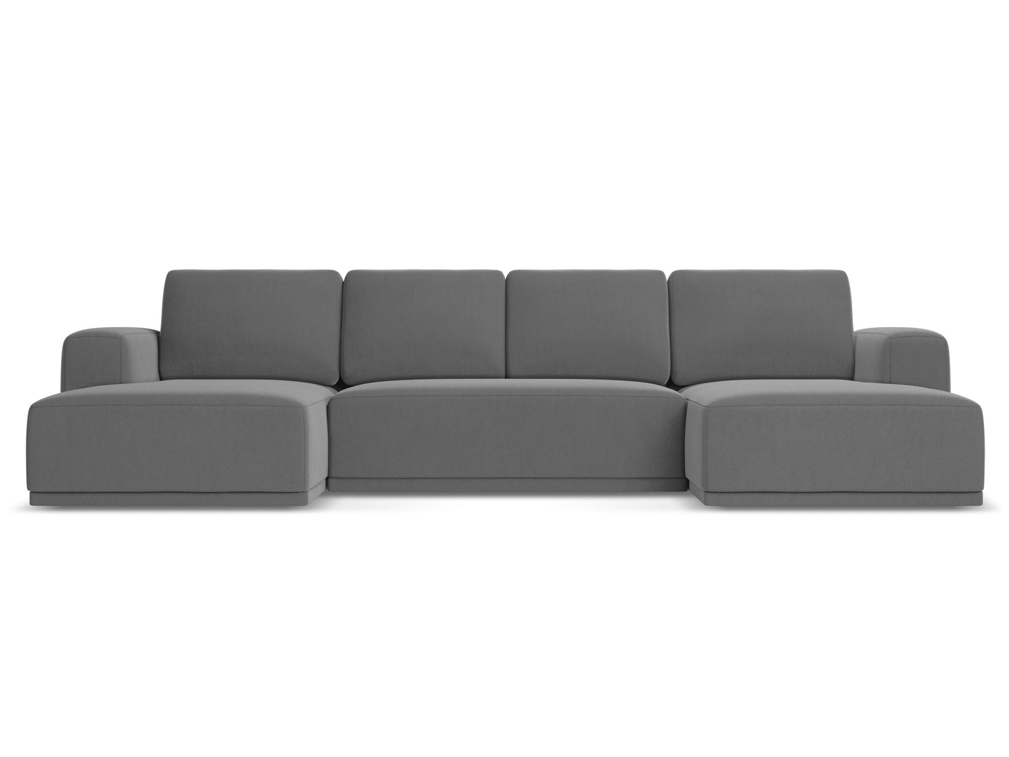 WOHNLANDSCHAFT Samt Stoff Grau - Schwarz/Grau, Kunststoff/Textil (333/91/160cm) - Makamii