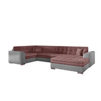 WOHNLANDSCHAFT mit Schlaffunktion, Monolith-Stoff - Chromfarben/Rosa, Textil/Metall (338/78/189cm) - Eltap
