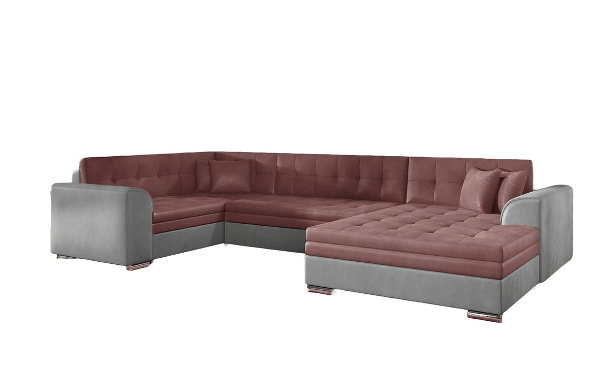 WOHNLANDSCHAFT mit Schlaffunktion, Monolith-Stoff - Chromfarben/Rosa, Textil/Metall (338/78/189cm) - Eltap