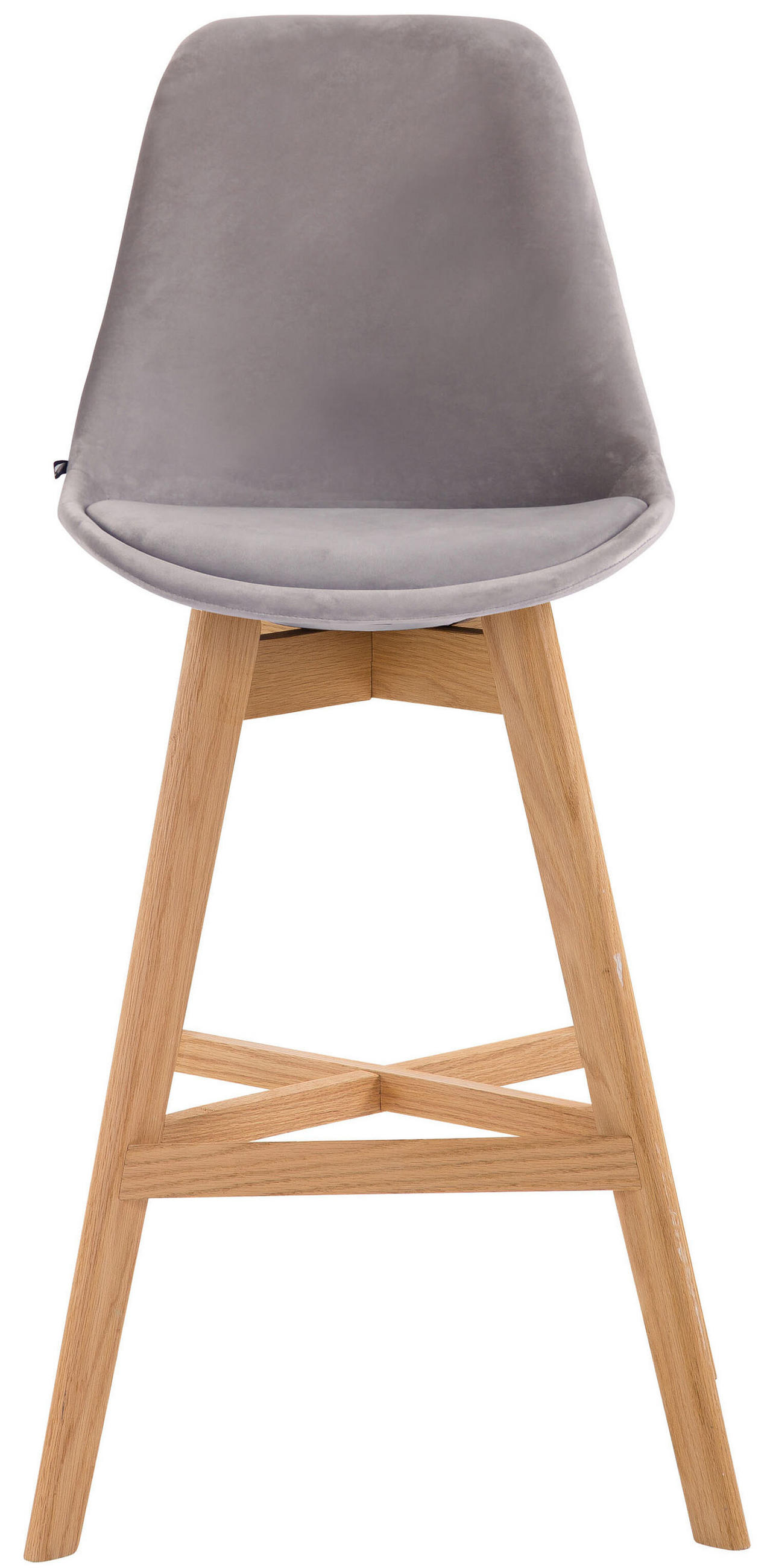 BARHOCKER Canada, 2er Set, Gestell natura, Samt Grau - Naturfarben/Grau, Holz/Textil (48/100/56cm) - TPFLiving