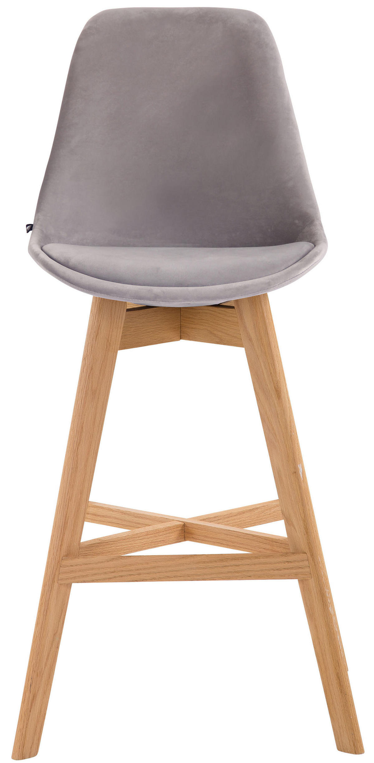 BARHOCKER Canada, 2er Set, Gestell natura, Samt Grau - Naturfarben/Grau, Holz/Textil (48/100/56cm) - TPFLiving