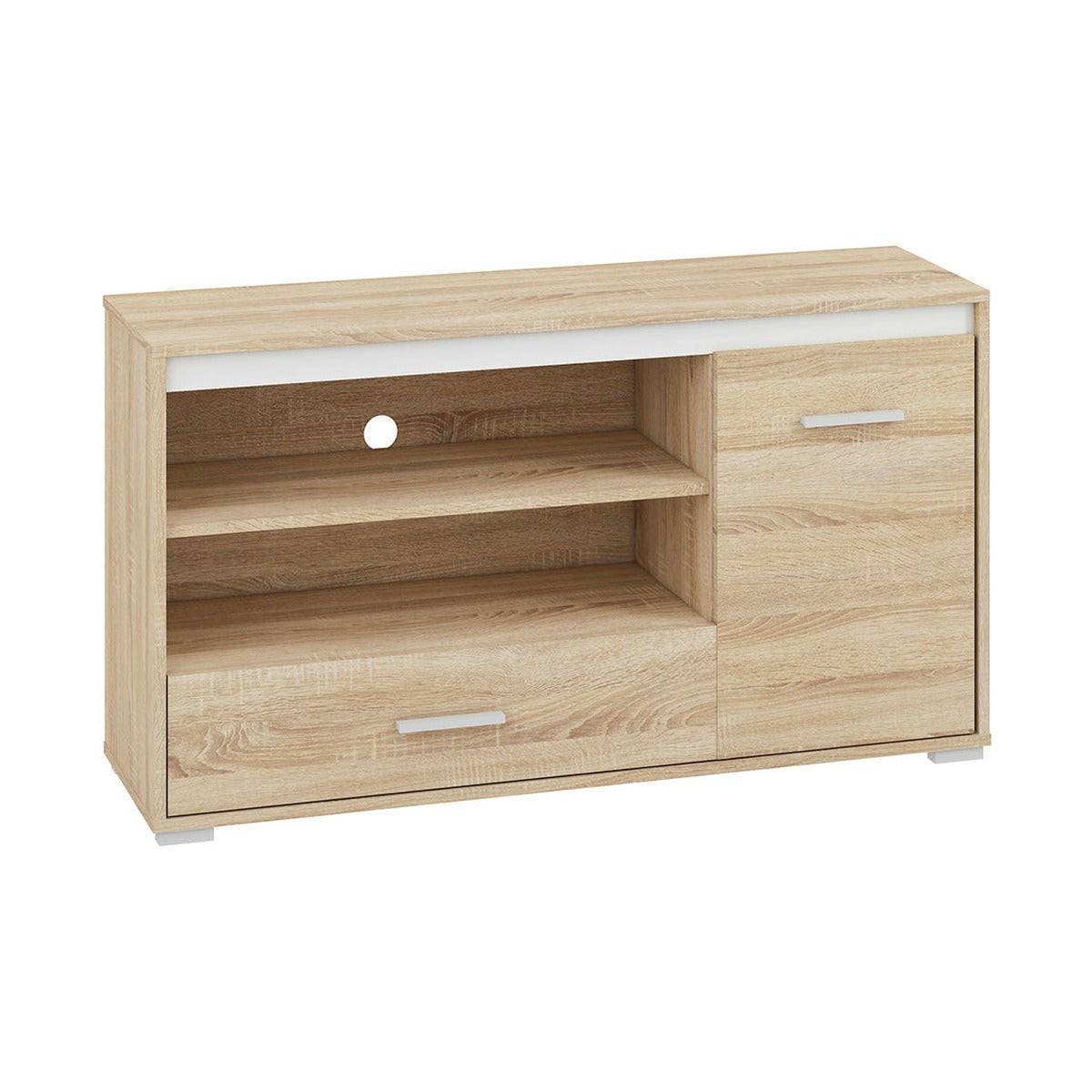 hi-markt Lowboard Sonoma Eiche, Weiß 120x66x34 cm