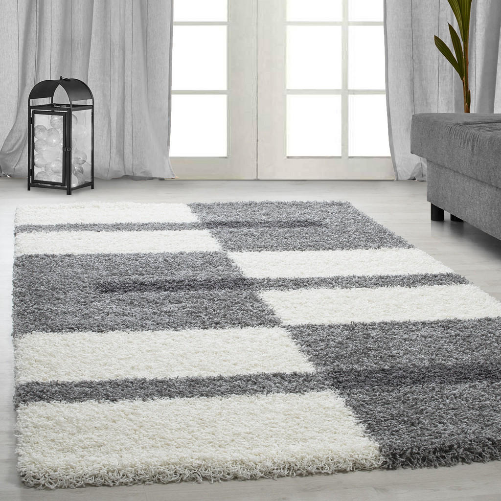 Thumbnail - Kadima Design Teppich, Hellgrau, Textil, Kariert, Rechteckig, 100x200 cm, pflegeleicht, Teppiche & Böden, Teppiche, Hoch...