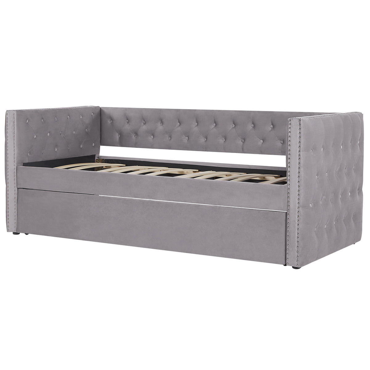 TAGESBETT 90/200cm Grau Gassin - Grau, Textil (90/200cm) - Beliani