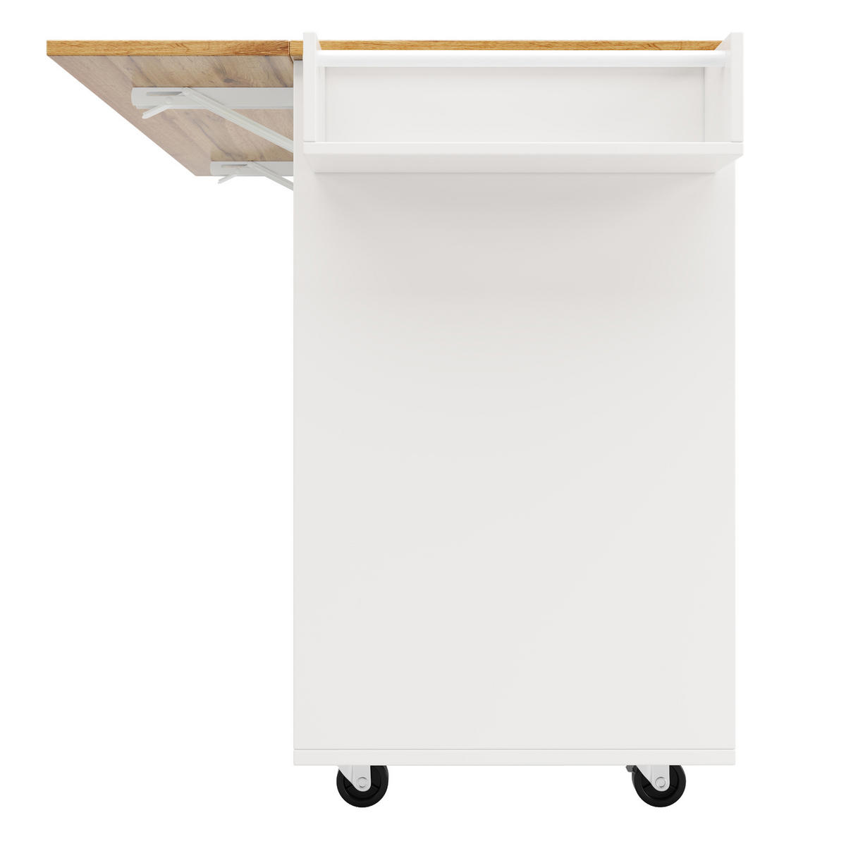 KÜCHENINSEL 137,5/95,6/40 cm Weiß aus MDF mit klappbarer Tischplatte - Weiß, Holzwerkstoff (65/95.6/137.5cm) - OKMYHOME