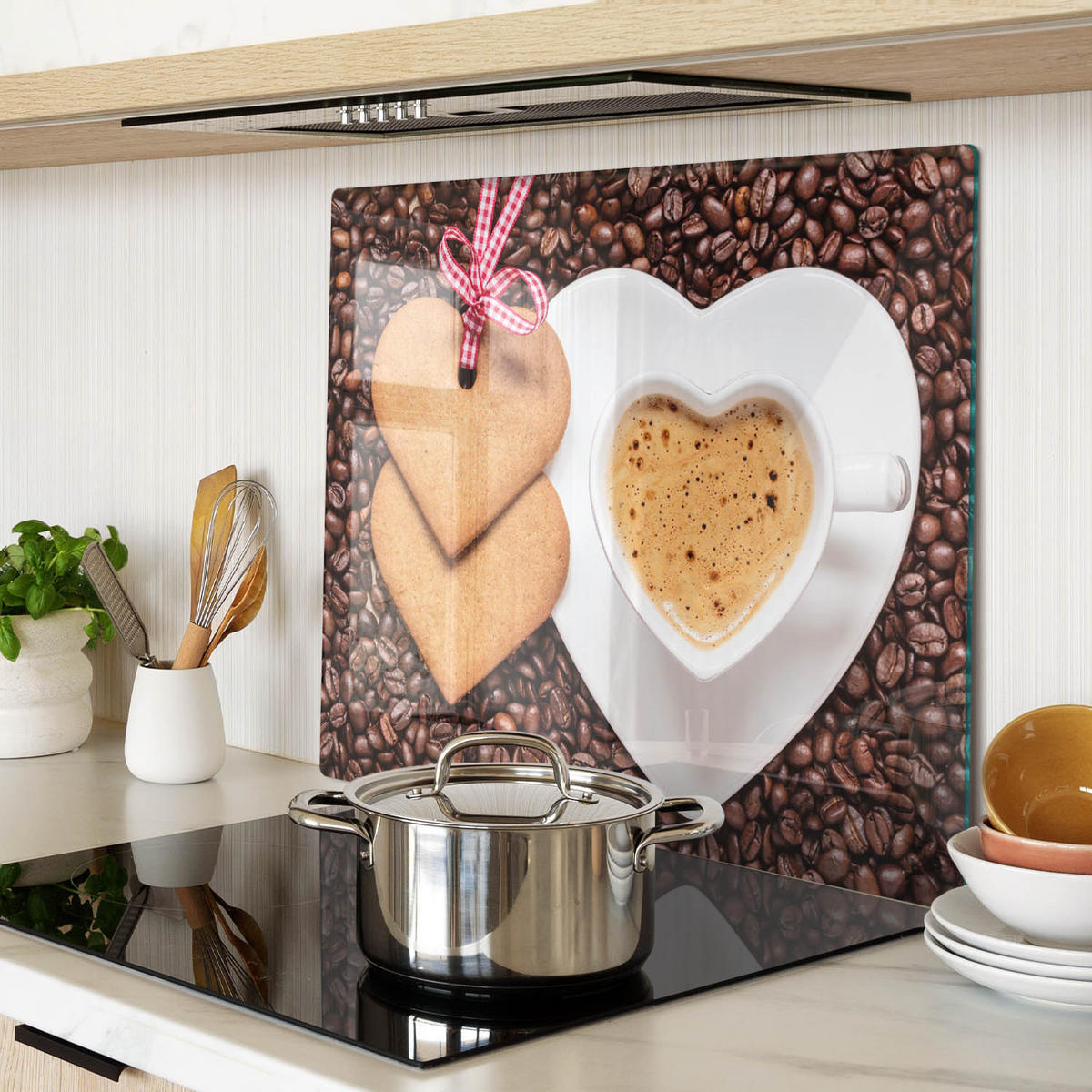 GLASPLATTE 60x52 cm Kaffee und Lebkuchen - Braun, Glas (60/0.4/52cm) - TULUP