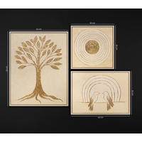 GEMÄLDE Leuchten der Natur Schattenfugenrahmen Beige 3-teilig - Beige, Holz (80/60cm) - YS-art gallery